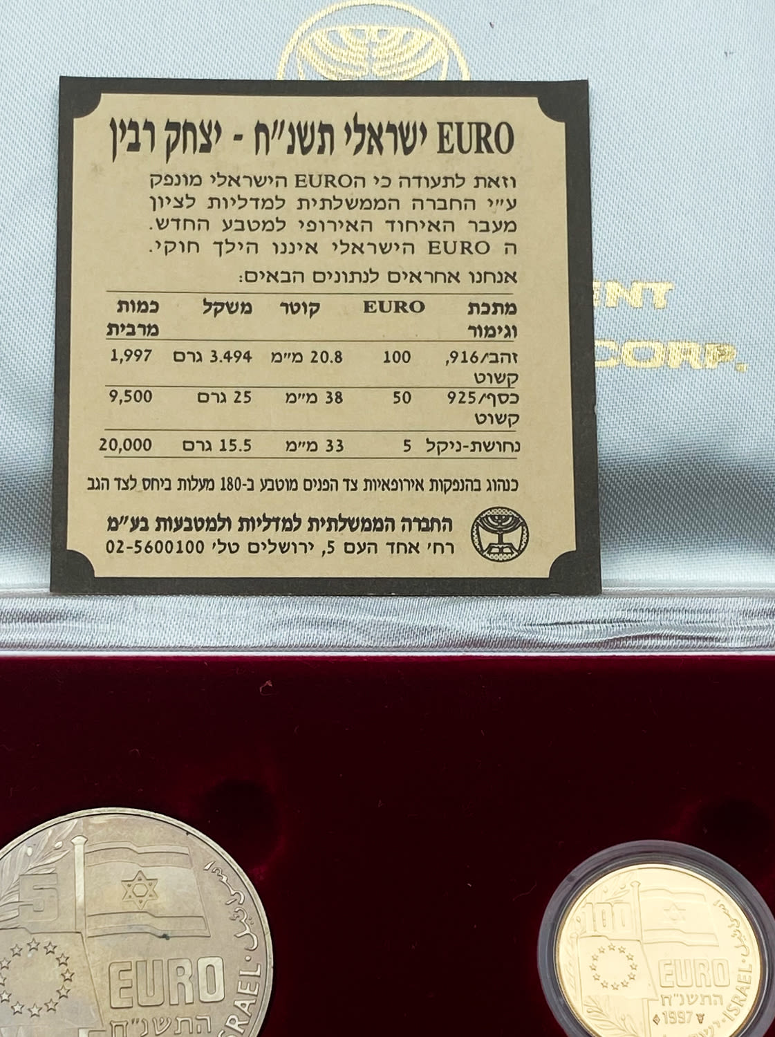 Israel - Yitzhak Rabin set - EURO Israel - gold/916|silver/925|nickel
Issued by the Government ... - 1 3
