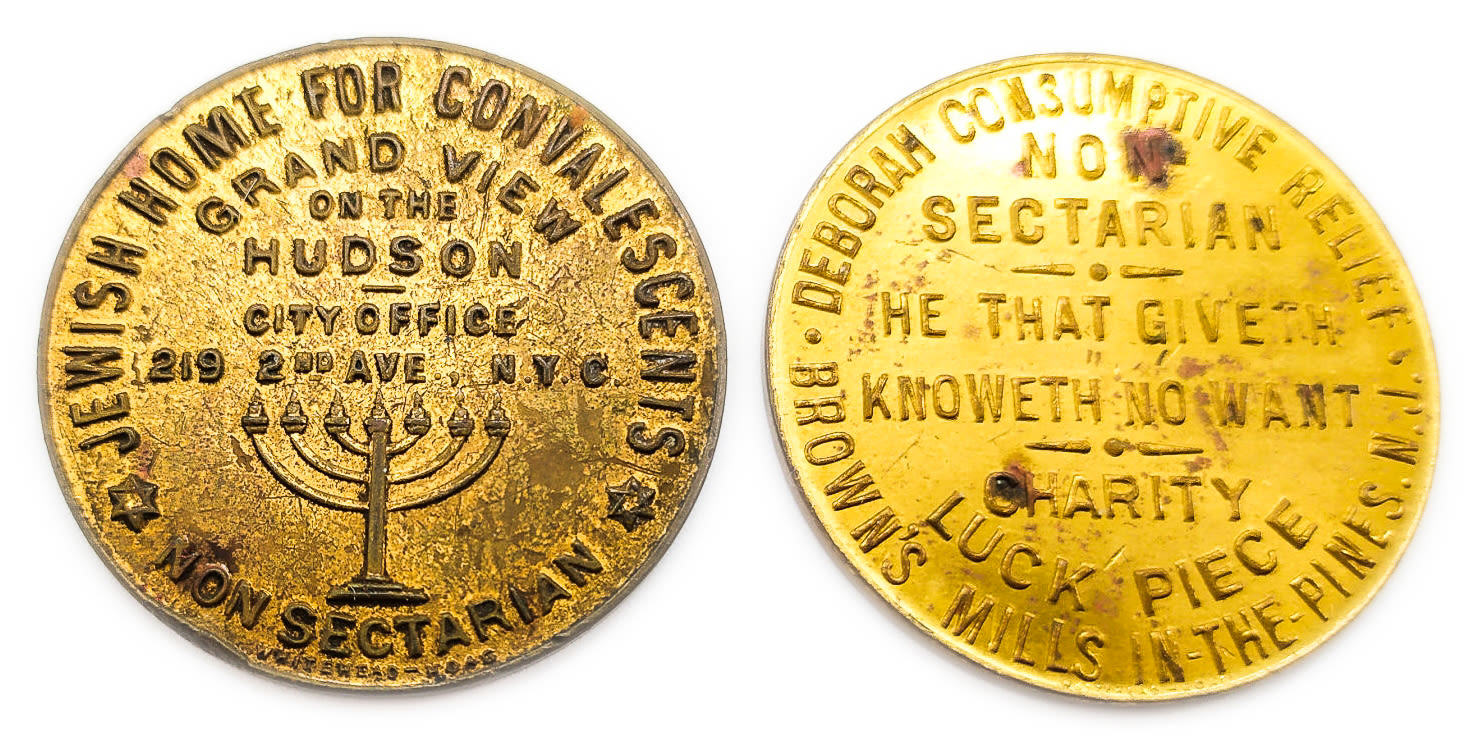 Judaica / Zionism - Two Donation Tokens - Jewish Hospital - New-York
$1 donation tokens of the ... - 1 1