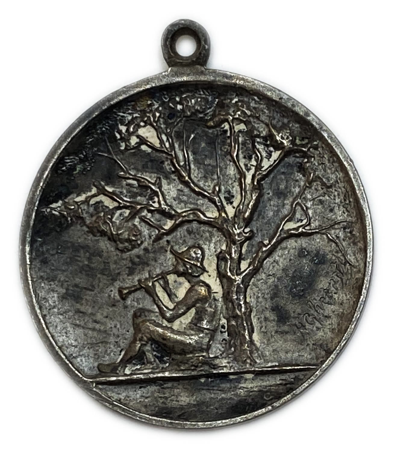 Judaica / Zionism - Jewish National Fund Medallion - 1921
Front: A woman carrying a basket on her ... - 1 1
