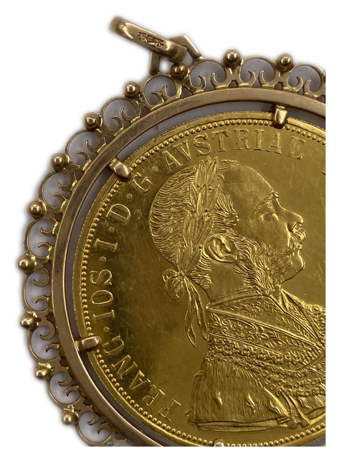 Austria - 4 Ducat 1915 - Restrike - UNC - Coin: 986 gold Weight 13.9 g Frame: 585 gold, 8.92 g weight, total ... - 1 3