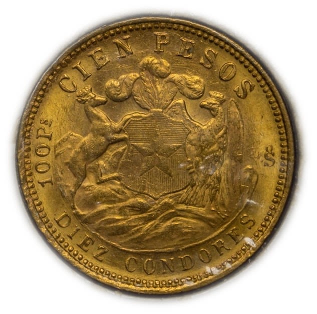 Chile - 100 pesos 1926 - gold 900, 20.31 g, 31 mm
Only 10% fees + VAT on this item
... - 1 3