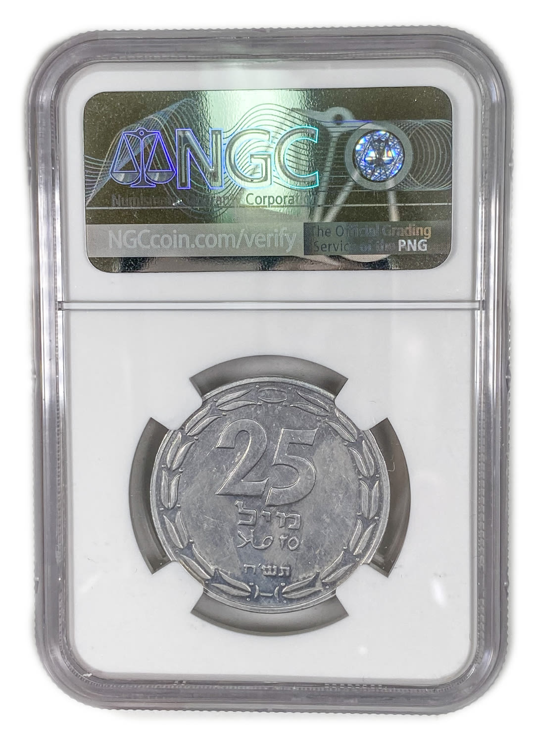 Israel - 25 Mils 1948 - NGC UNC DETAILS
After the establishment of the state in 1948, and until 1952 ... - 1 3