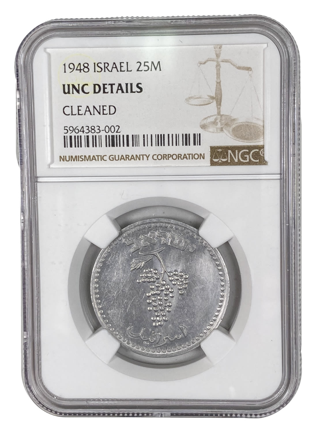 Israel - 25 Mils 1948 - NGC UNC DETAILS
After the establishment of the state in 1948, and until 1952 ... - 1 2