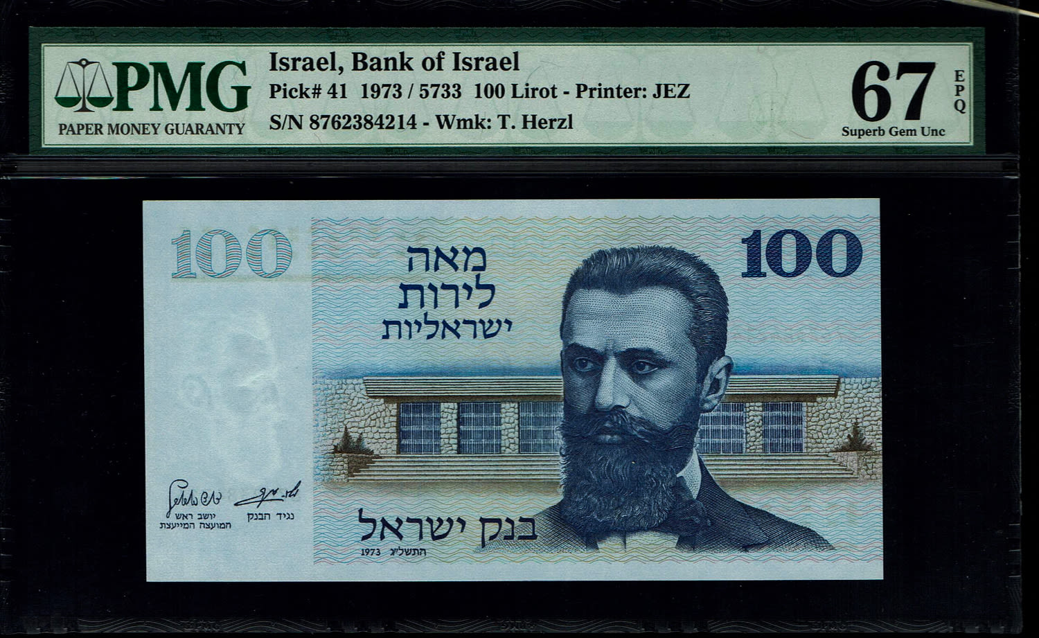 Israel - 100 Lirot 1973 - PMG 67 EPQ
The Gates series is the latest in Israeli lira series and ... - 1 0