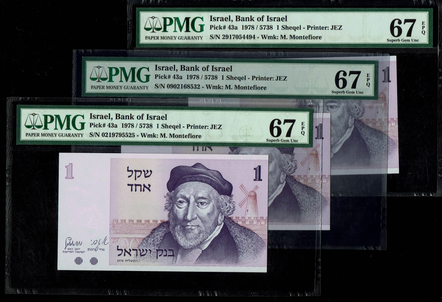 Israel - 3 banknotes of 10 Lirot 1973 - PMG 67 EPQ
The Gates series is the latest in Israeli lira ... - 1 0