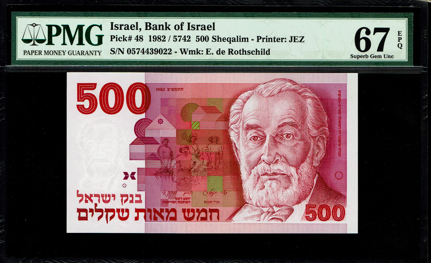 Israel - 500 Sheqalim 1982 - PMG 67 EPQ
The shekel series replaced the Israeli pound and includes ... - 1 0