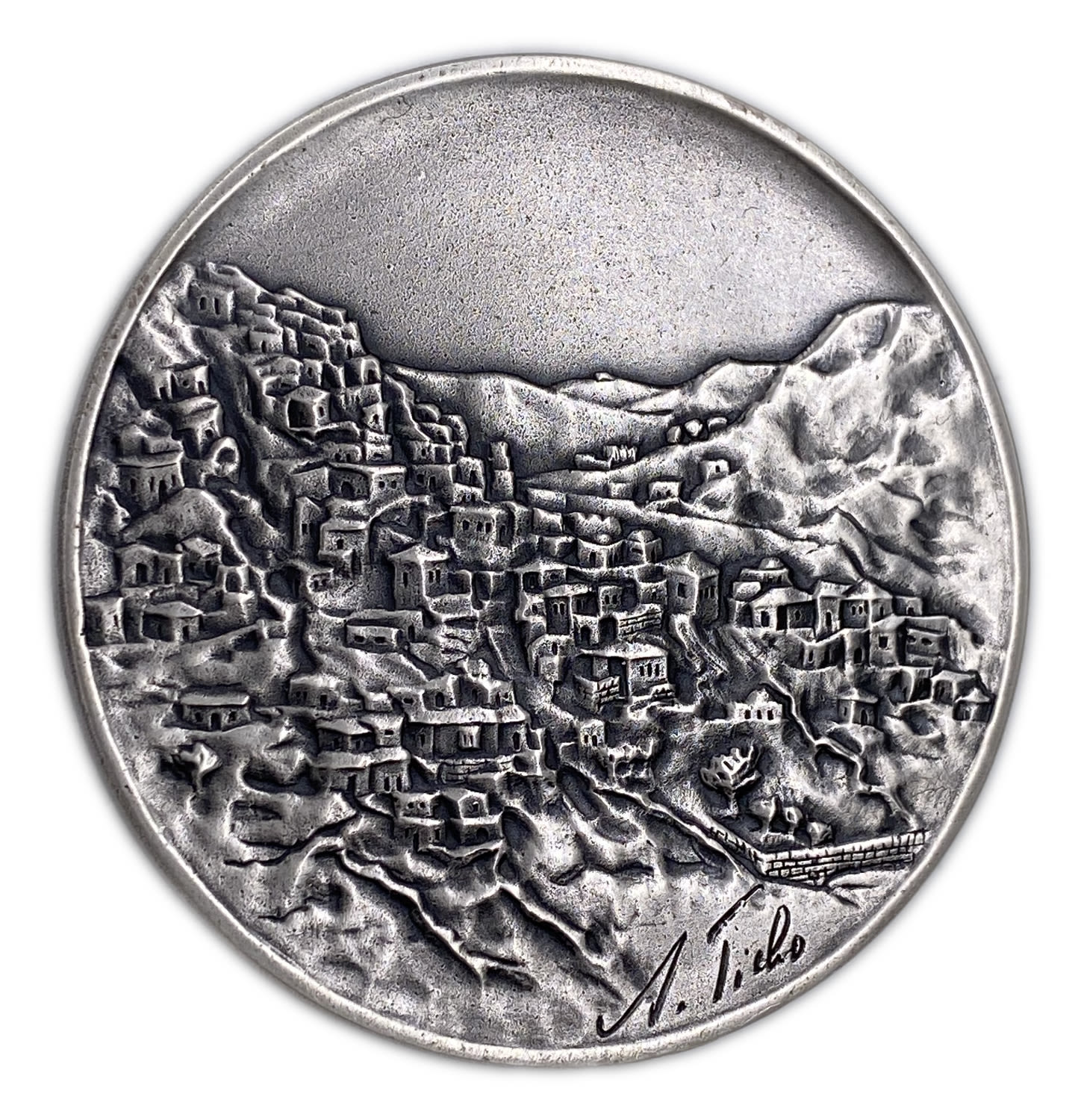 Israel - Artistic Silver Medal - 925 silver, 70 g, 52 mm.
"Jerusalem" by the artist Anna Ticho ... - 1 1