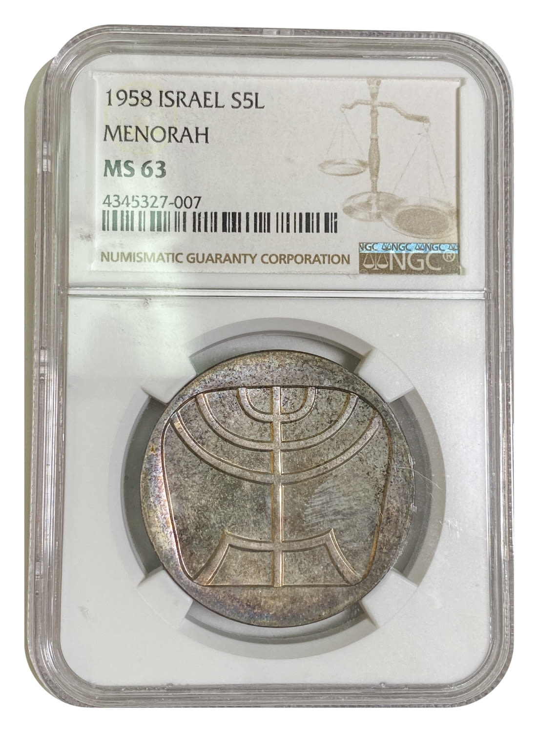 Israel - 5 Lirot 1958 - "Menorah" - NGC 63
Israel's 10th Anniversary of Independence Coin 5718-1958 ... - 1 2