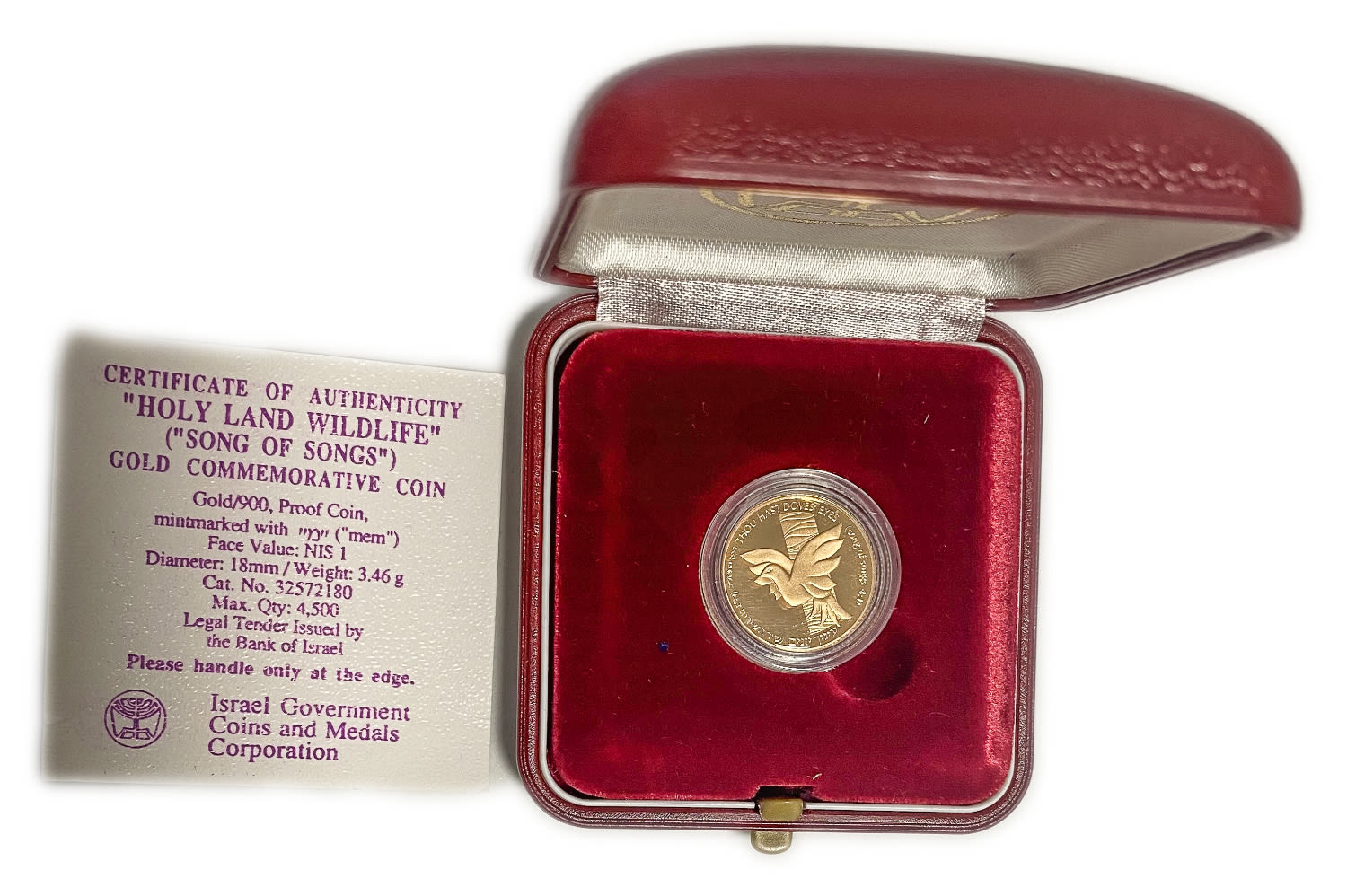 Israel - The cedar and the dove "Your eyes doves" 1 shekel - gold 900, 3.46 g, 18 mm
Only 10% fees ... - 1 2