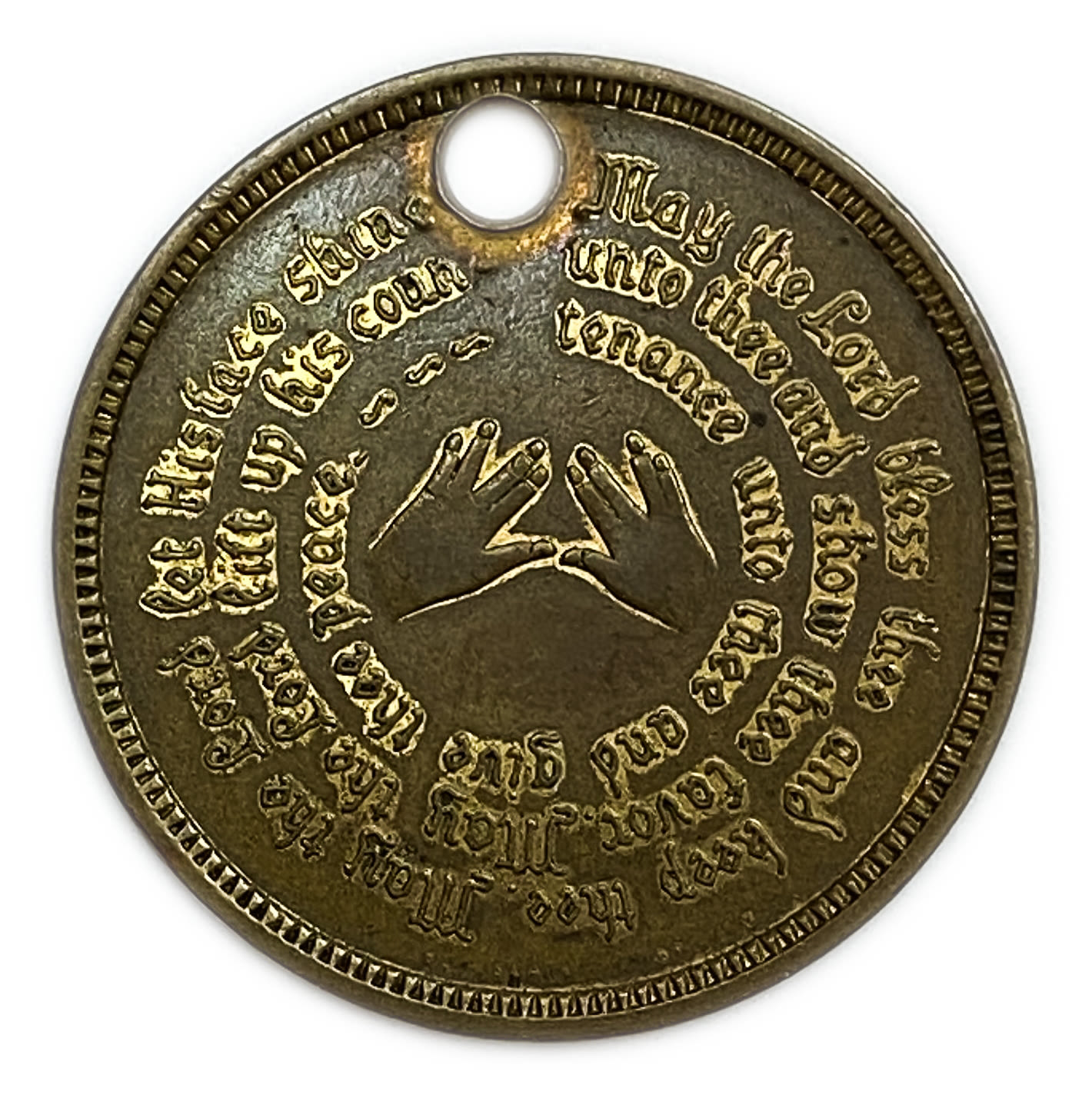 Judaica / Zionism - Bless medal - USA.
bronze Jewish prayer/good luck token with the Cohen's ... - 1 1