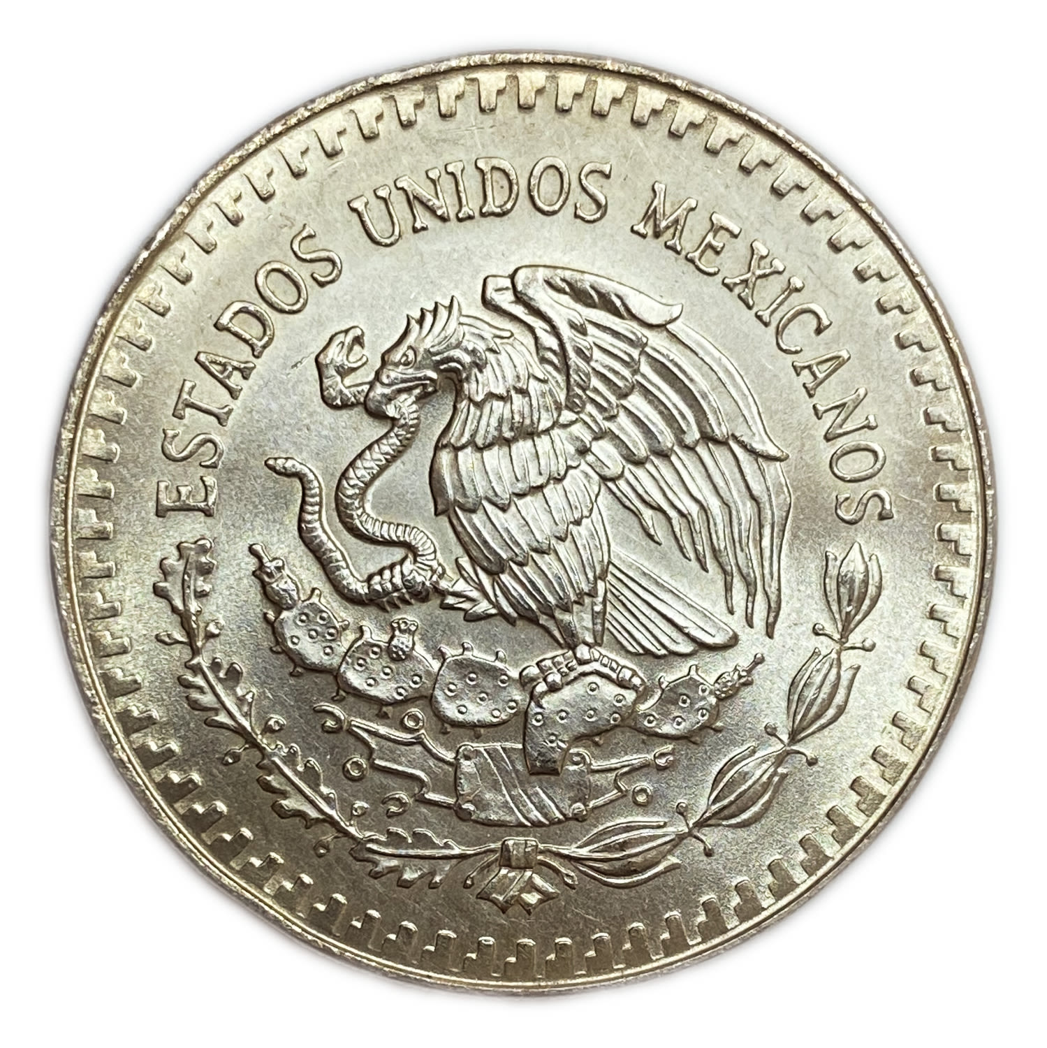 Mexico - 1 Onza "Libertad" Silver Bullion Coinage - Silver 999, 31.1g, 36mm
Obverse: National arms ... - 1 1