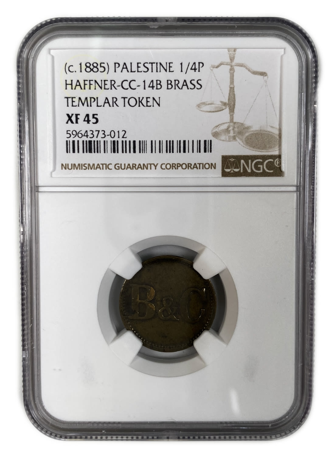 Palestine - Templar colonies tokens - 1/4 Para 1880-1917 - B&C - Very Rare - NGC 45
Few are known ... - 1 2