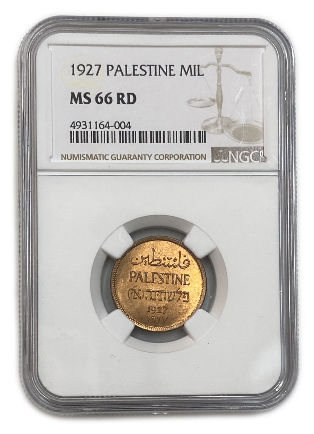 Palestine - 1 Mil 1927 - NGC 66 RD
MIL, was the Hebrew name of the coin that was legal in ... - 1 2