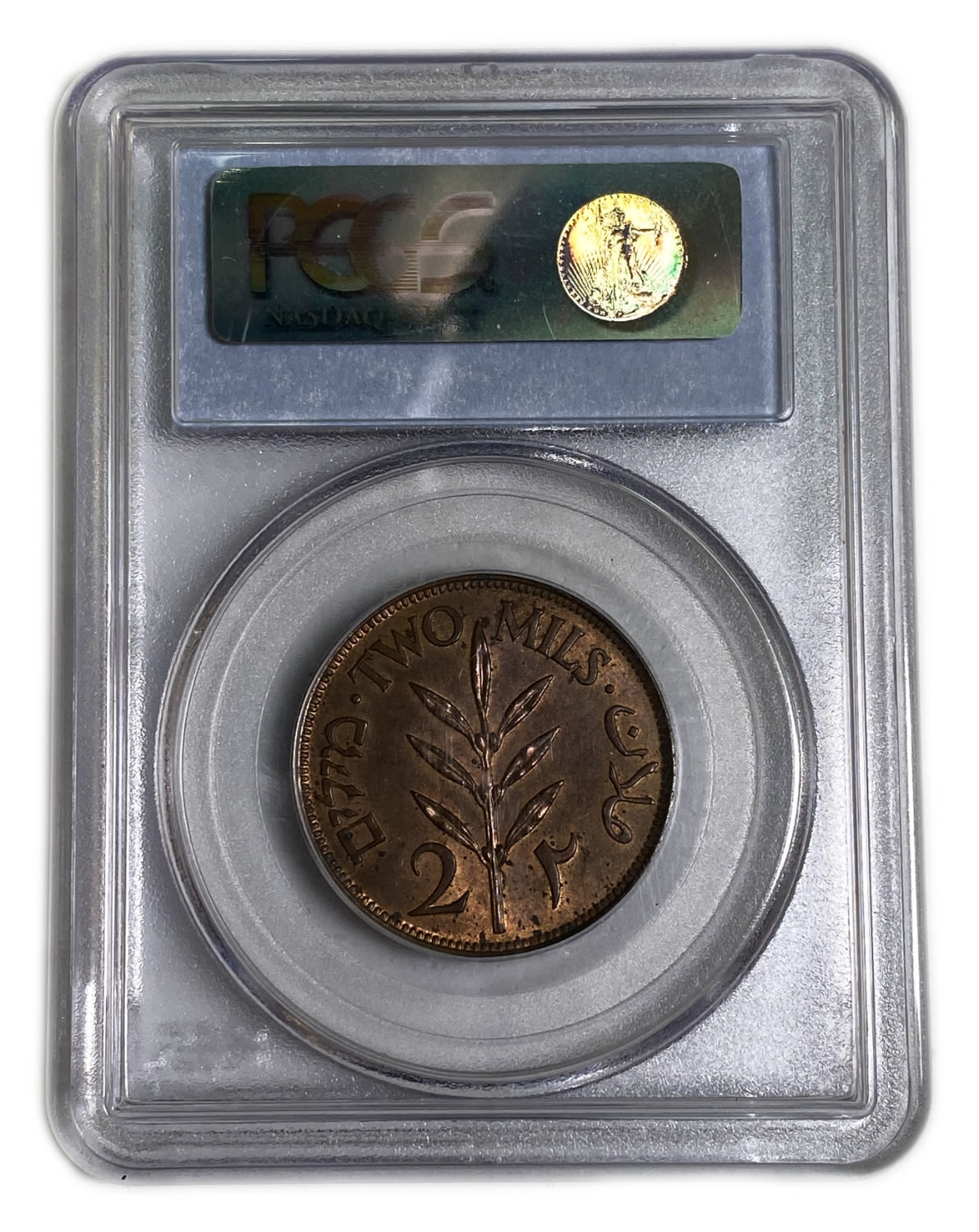 Palestine - 1 Mil 1935, 1946, 2 Mils 1945 - PCGS 63 BN, 63 RB
MIL, was the Hebrew name of the ... - 1 6