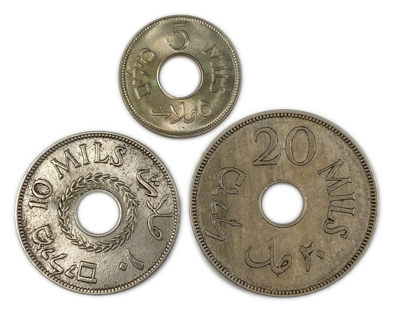 Palestine - Lot of 3 Mandate Coins - 5, 10 Miles 1927, 1935 - VF, UNC
MIL, was the Hebrew name of the ... - 1 1