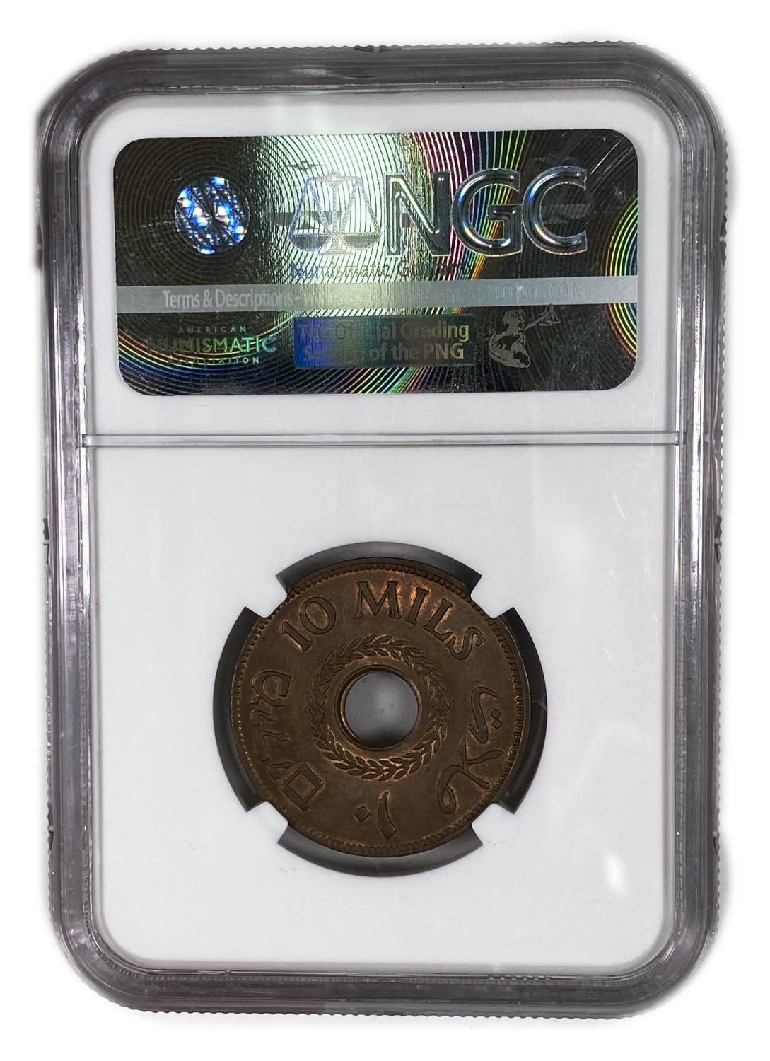 Palestine - 10 Mils 1942 Bronze - NGC 64 BN
MIL, was the Hebrew name of the coin that was legal ... - 1 3