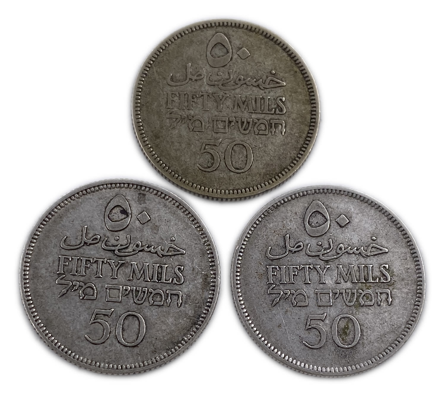 Palestine - 50 Mils 1931, 1933, 1934 - The key dates of this value - F-VF
Mil was the Hebrew name of ... - 1 1