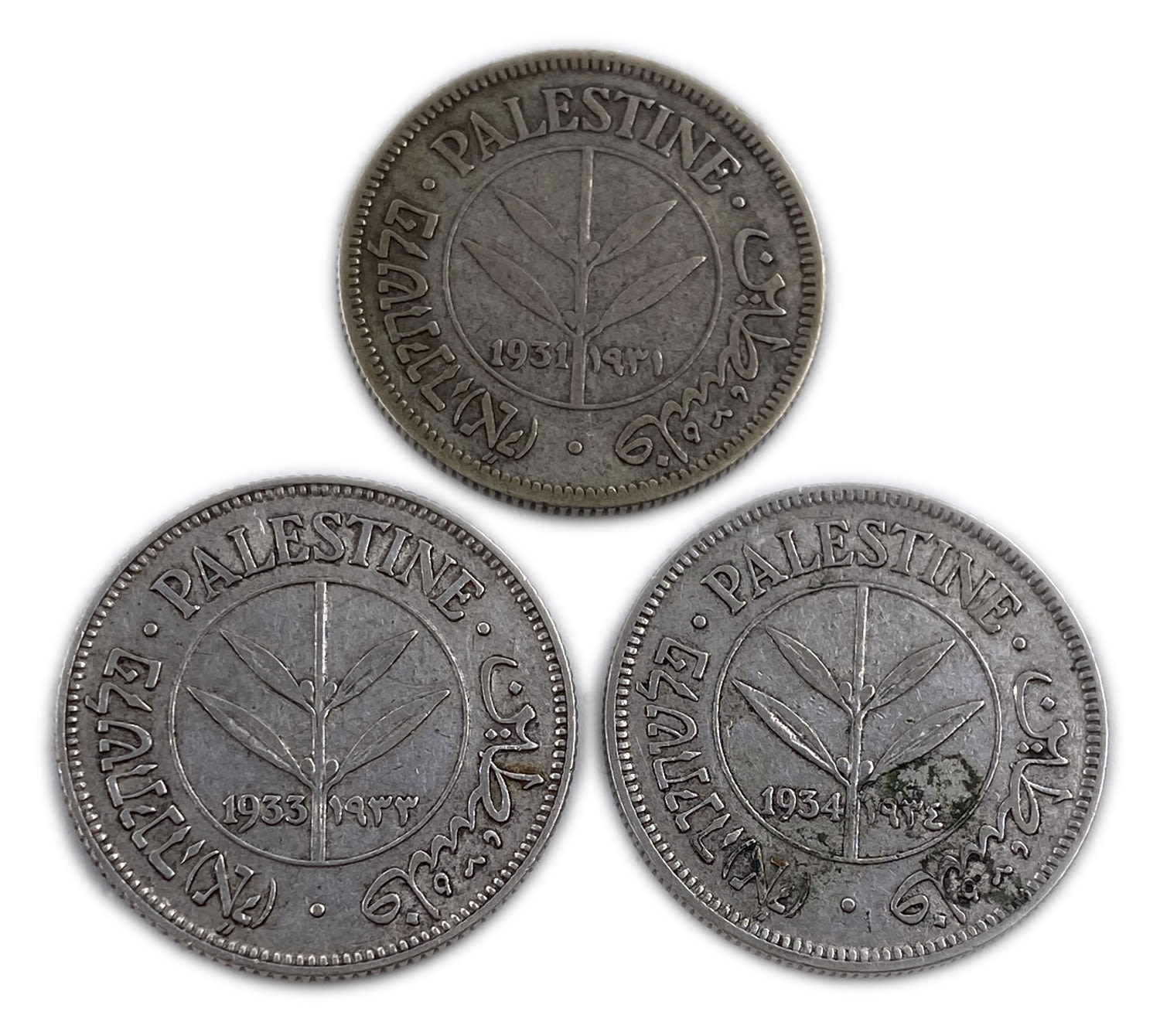 Palestine - 50 Mils 1931, 1933, 1934 - The key dates of this value - F-VF
Mil was the Hebrew name of ... - 1 0