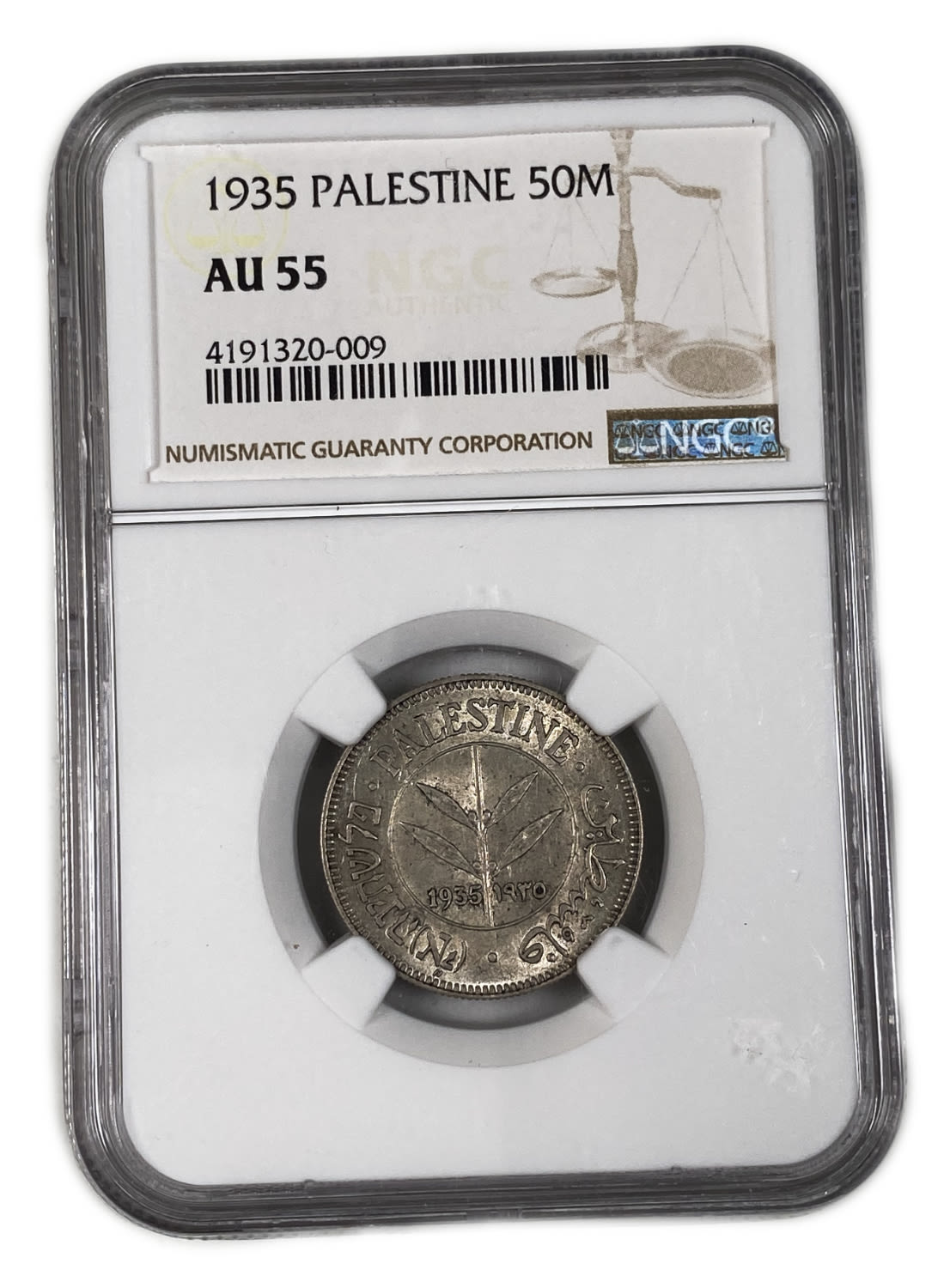 Palestine - Pair coins of 50 Mils 1935 - NGC 55, PCGS 58
Mil was the Hebrew name of the coin that was ... - 1 3
