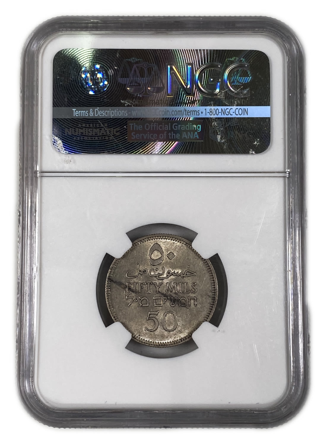 Palestine - Pair coins of 50 Mils 1935 - NGC 55, PCGS 58
Mil was the Hebrew name of the coin that was ... - 1 4