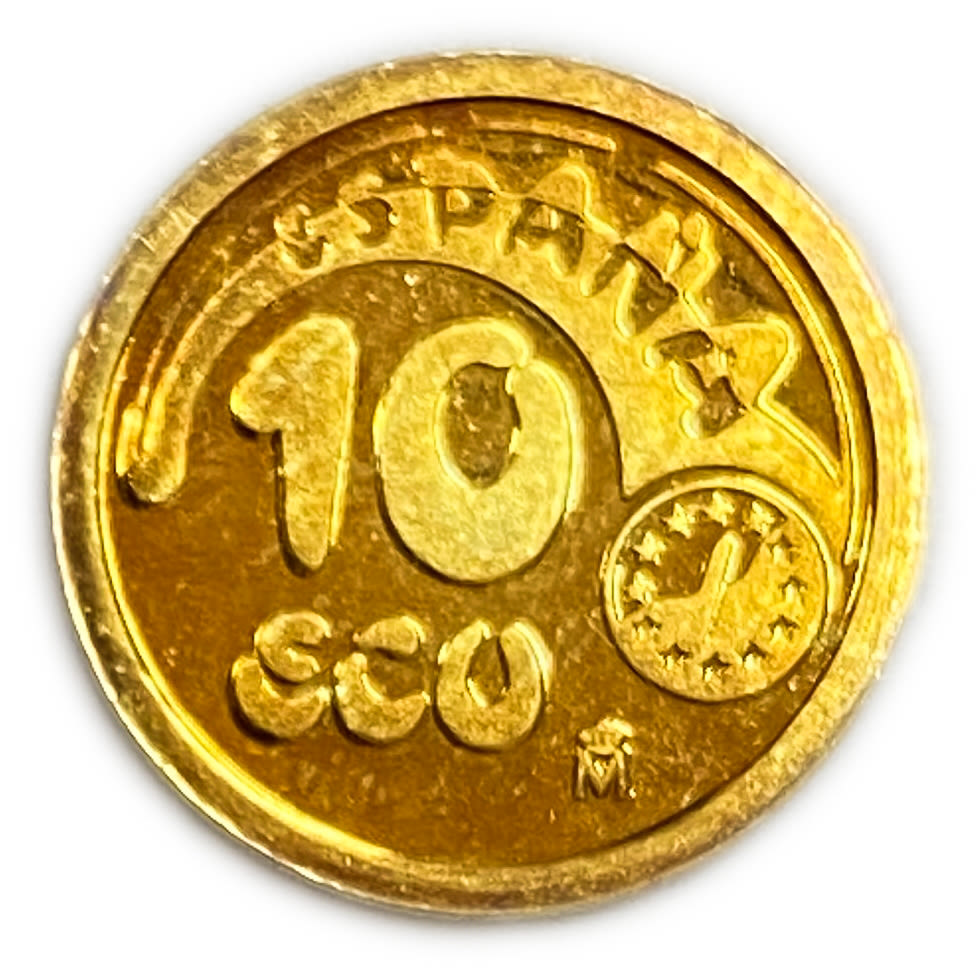 Spain - 10 Eco 1989 - Gold 900, 3.44g, 16mm
Only 10% fees + VAT on this item
Obverse: ... - 1 0