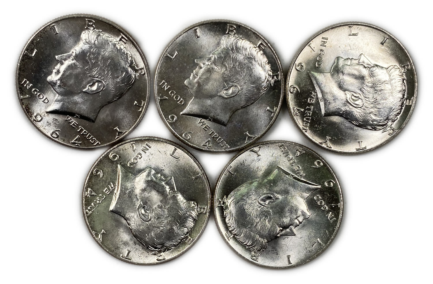 USA - Lot of 5 coins, 1/2 Half Dollar 1964 - Kennedy Half Dollar - UNC
Obverse: Portrait of ... - 1 0
