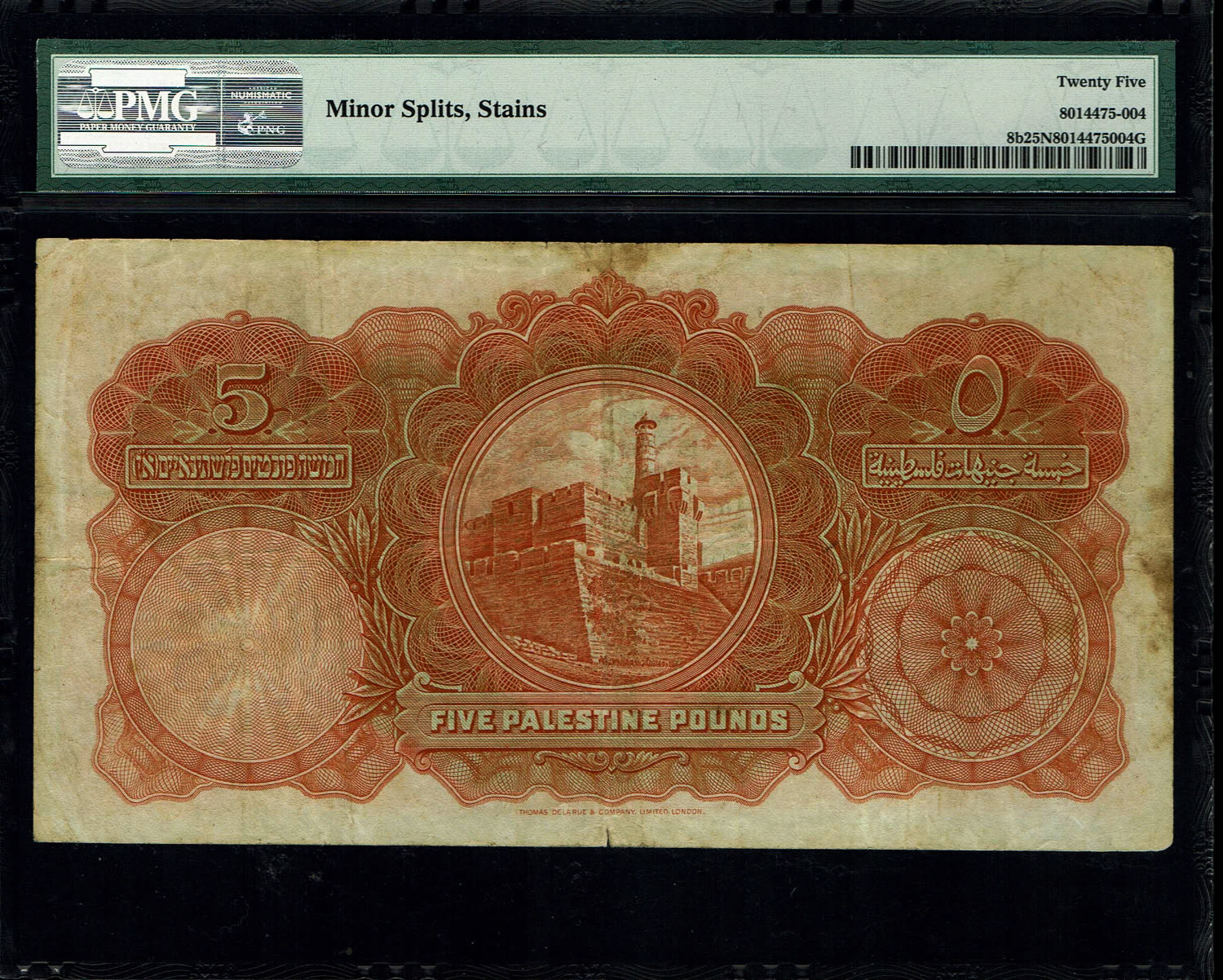Palestine - 5 Pounds 1929 - PMG 25 NET - Prefix A
Banknote from 1929, a very difficult year to ... - 1 1