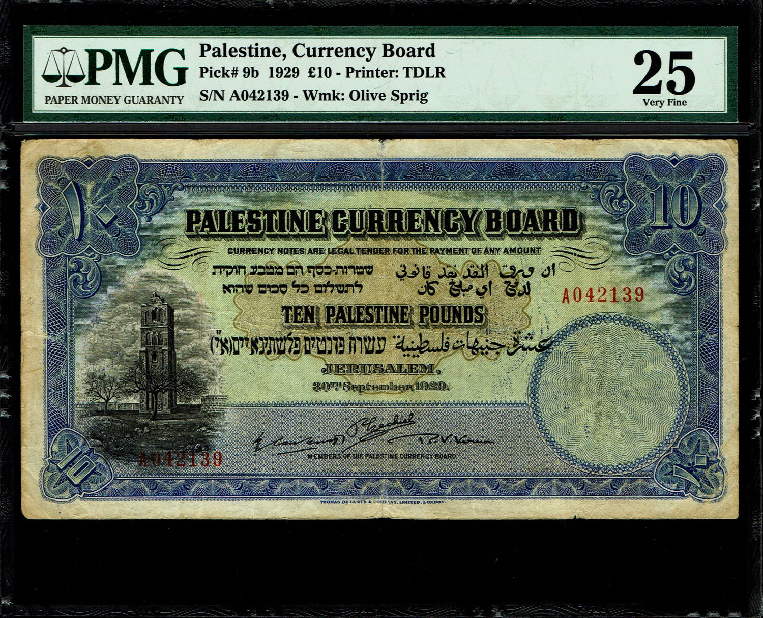 Palestine - 10 Pounds 1929 - PMG 25 - Prefix A
Banknote from 1929, a rare and difficult year to ... - 1 0