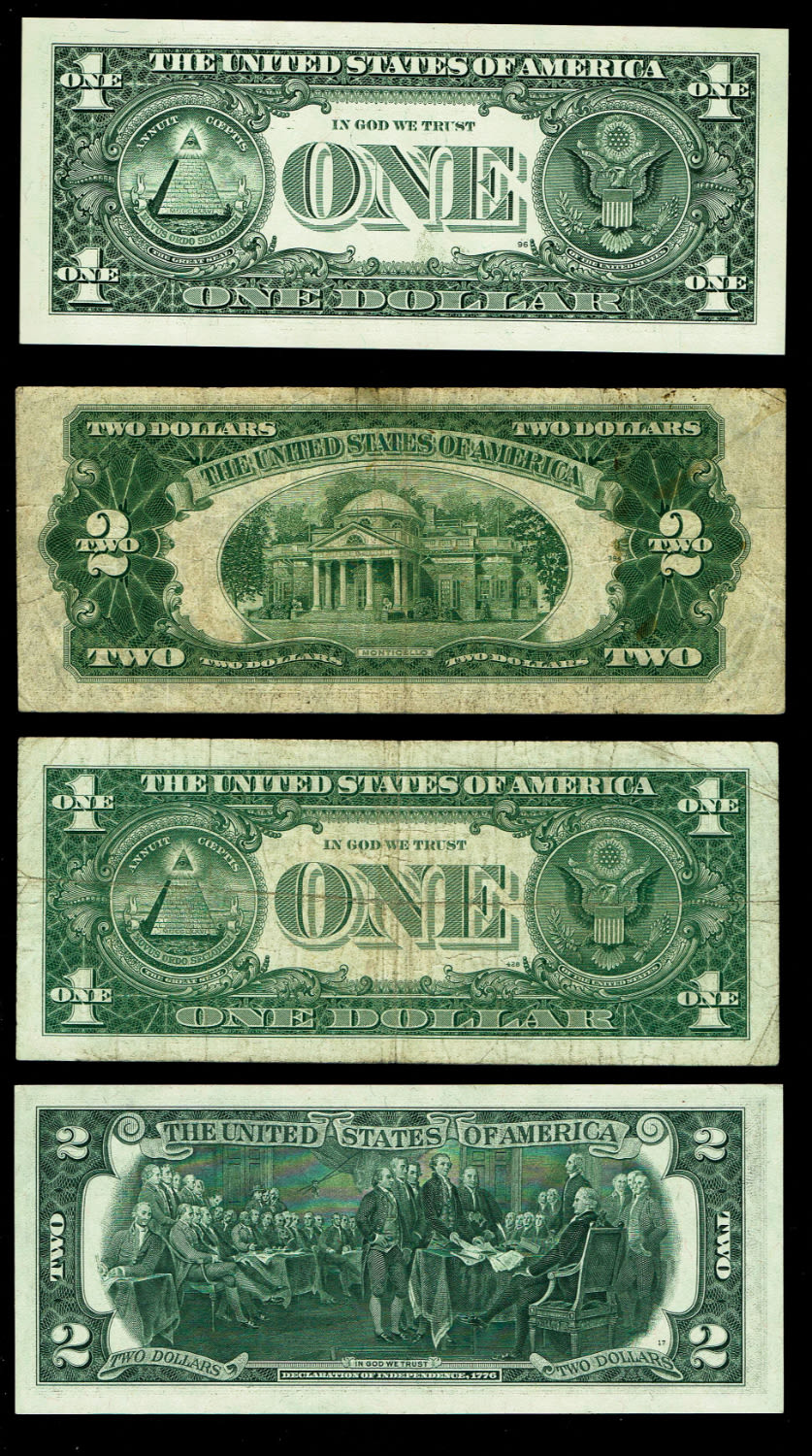 USA - Lot of 4 banknotes, 1, 2 dollars 1953, 1957, 1976, 1999 - with star - VF, UNC
... - 1 2
