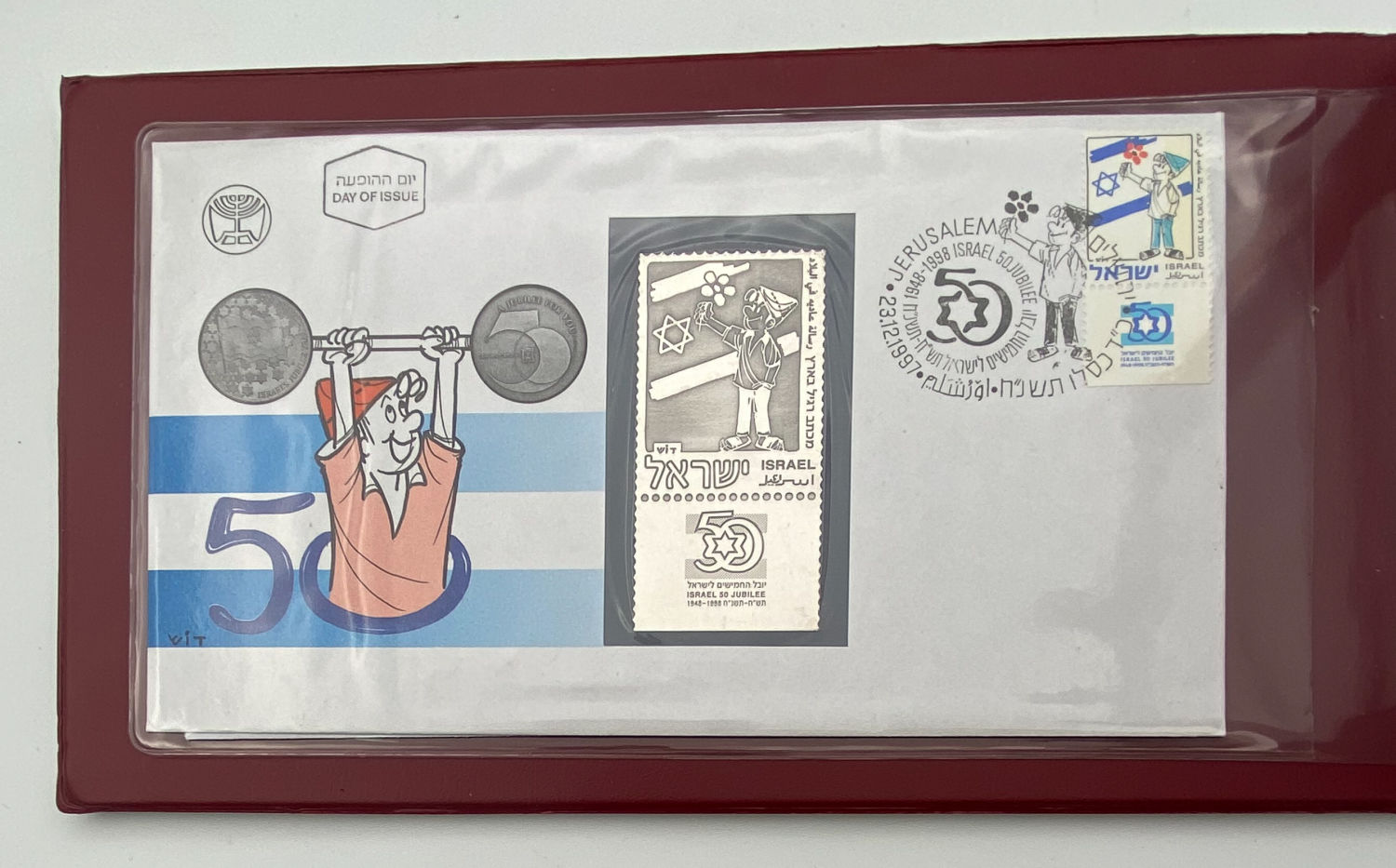 Israel - Lot of 3 folders containing a coin and a silver medal of the government company and banknotes
... - 1 10