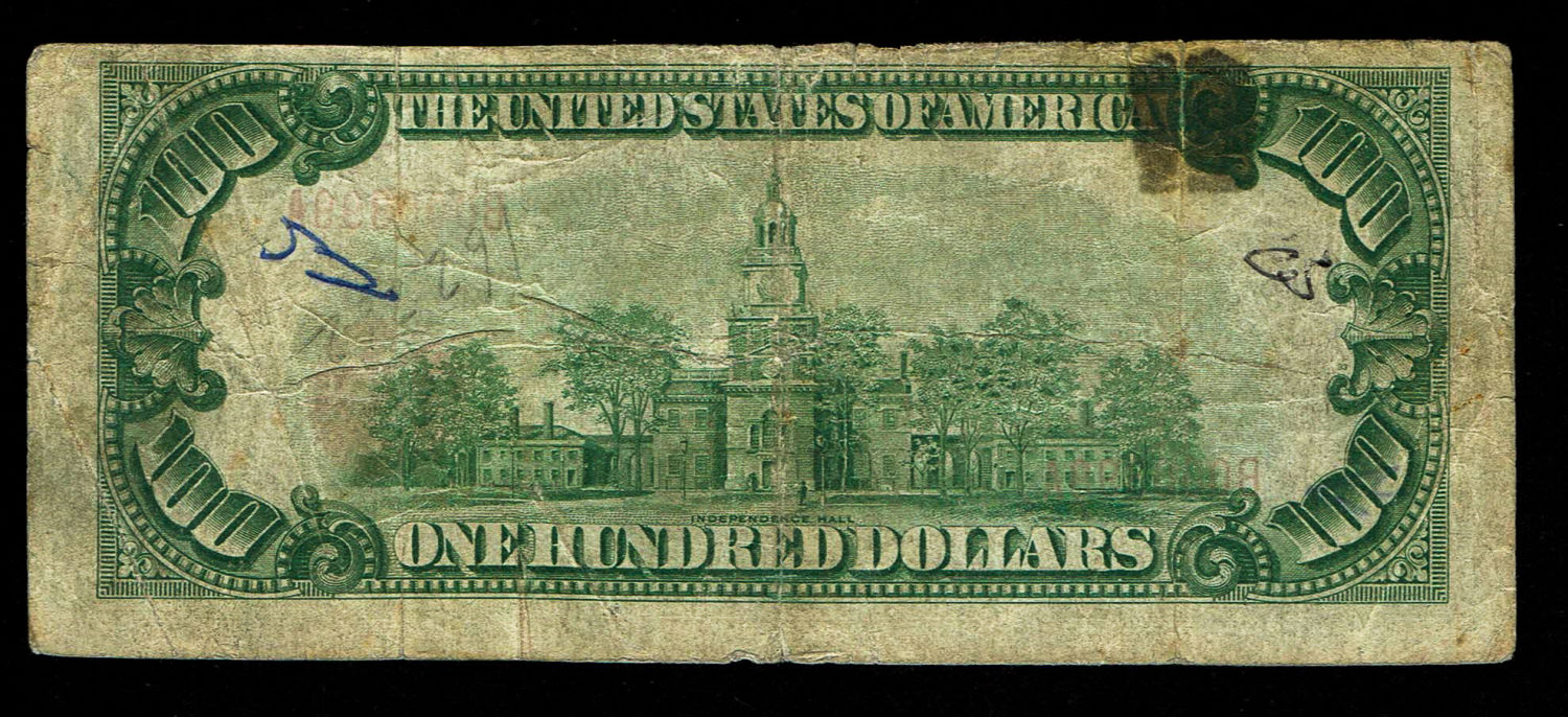 USA - 100 Dollars 1929 - Printing Error, Off-Center - F-VF
The dollar (or US dollar, also known as ... - 1 1