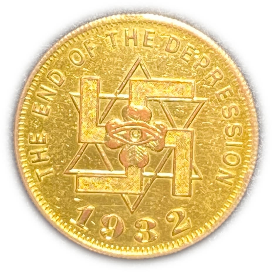 Judaica / Zionism - A very unusual luck token to mark the end of the US economic crisis that began in ... - 1 0