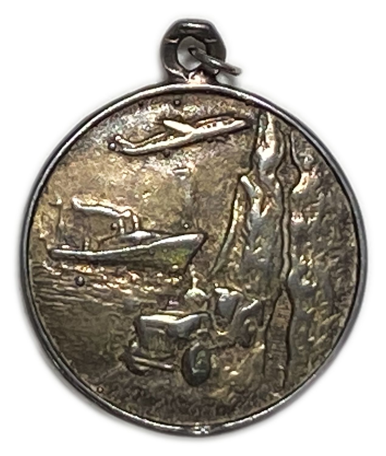 Judaica / Zionism - Israel / Palestine - Pendant made of silver with a map of the Land of Israel, Establishment ... - 1 0