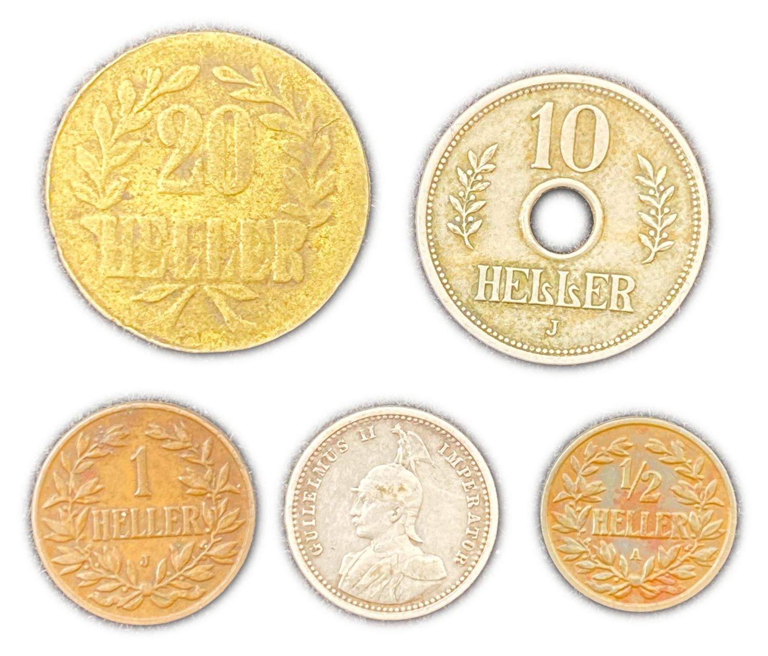 East Africa - Lot of 5 coins - varying conditions
1/4 Heller 1904
1 Heller 1908 ... - 1 1