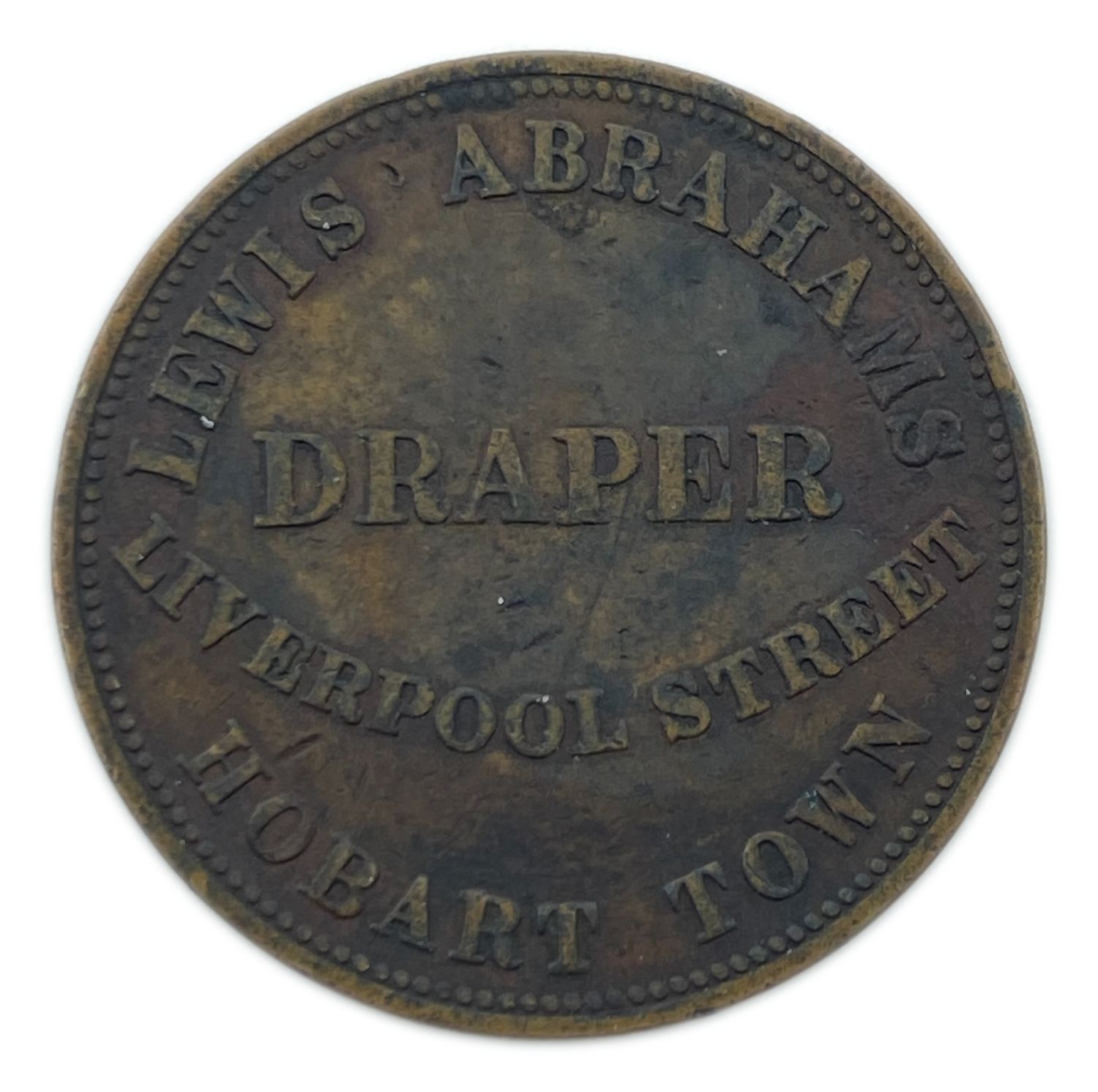 Judaica / Zionism - Australia, Tasmania 1 Penni 1855 - Levi Abrahams
Copper One Penny Token ... - 1 1