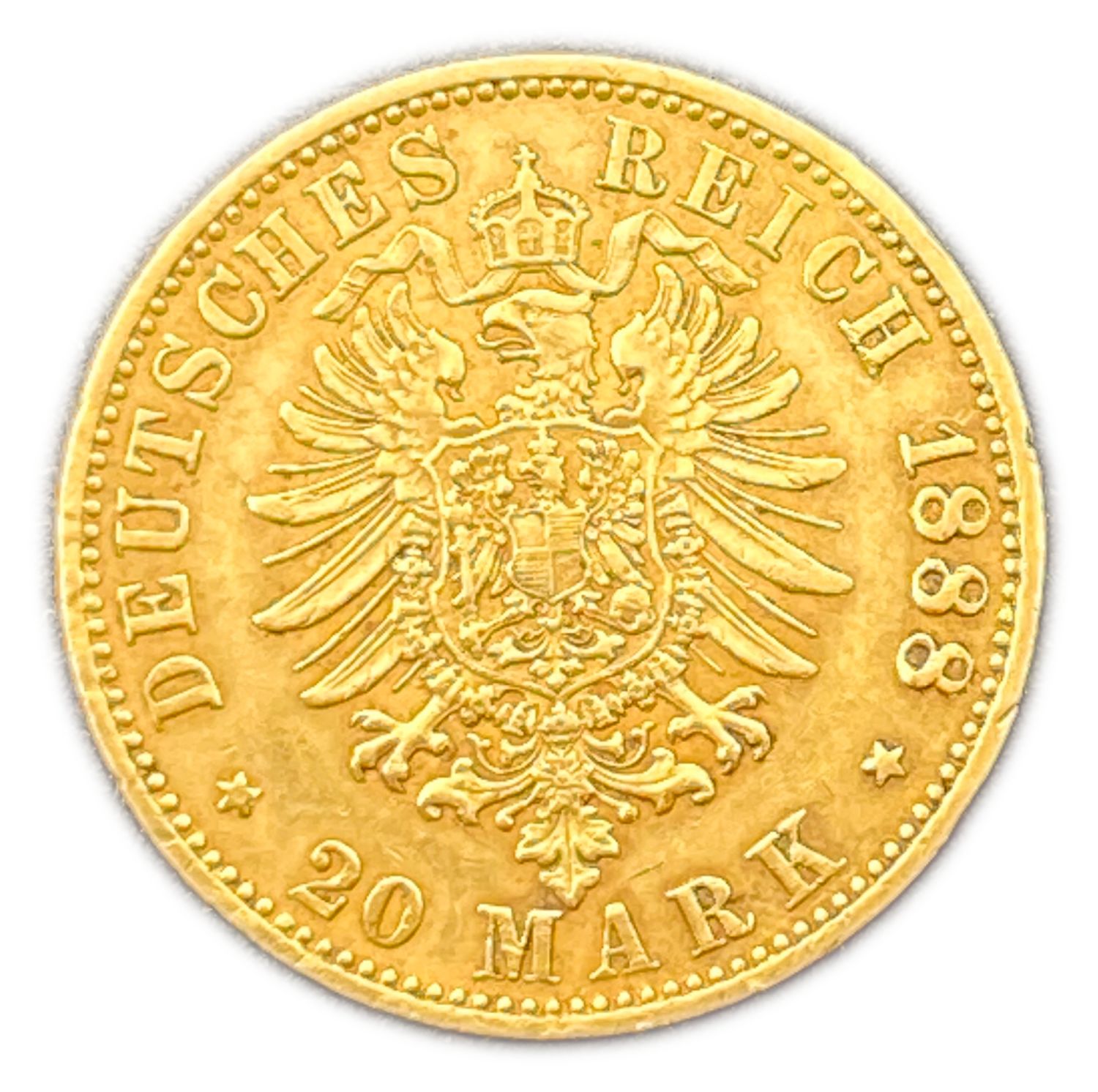 Germany - 20 Mark 1888 - German Empire, Frederick III - Gold 900, 7.93 g, 22 mm
Face: A / FRIEDRICH ... - 1 0