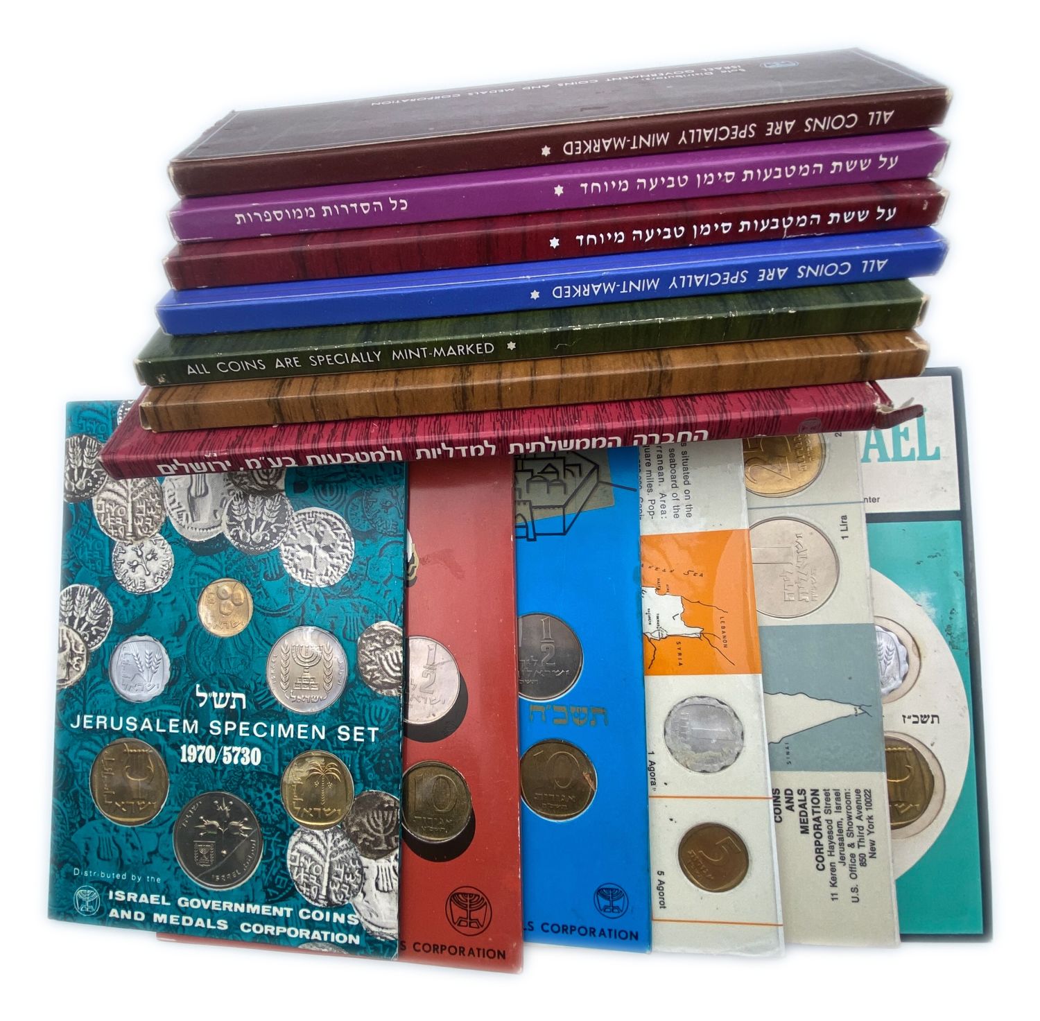 Israel - Lot of 13 Coin Sets of the Government Coin and Medal Company - Lira Period - 1965, 1966, 1968, 1969, 1970 ... - 1 0