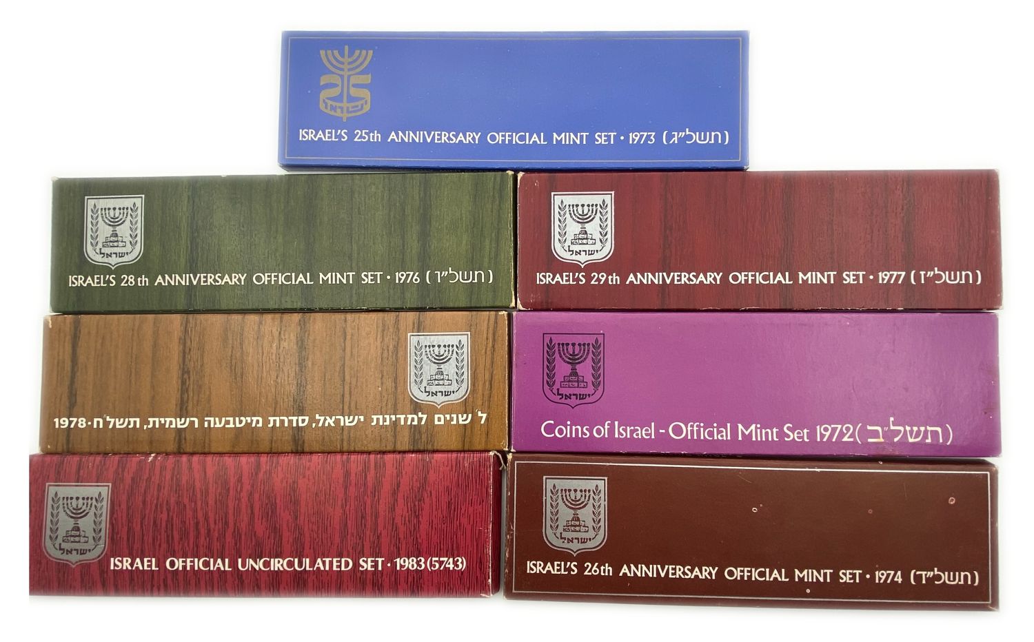 Israel - Lot of 13 Coin Sets of the Government Coin and Medal Company - Lira Period - 1965, 1966, 1968, 1969, 1970 ... - 1 5