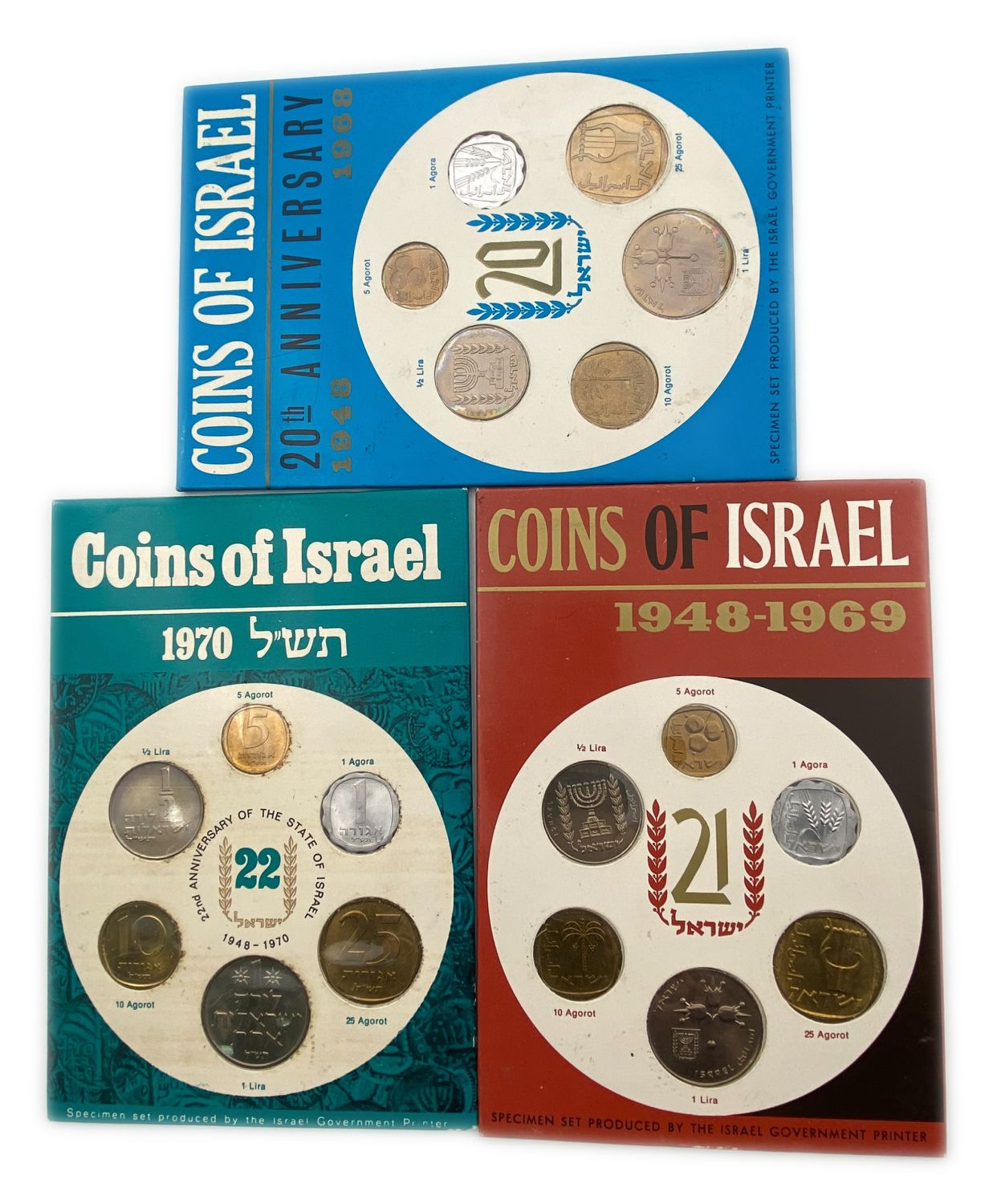 Israel - Lot of 13 Coin Sets of the Government Coin and Medal Company - Lira Period - 1965, 1966, 1968, 1969, 1970 ... - 1 2