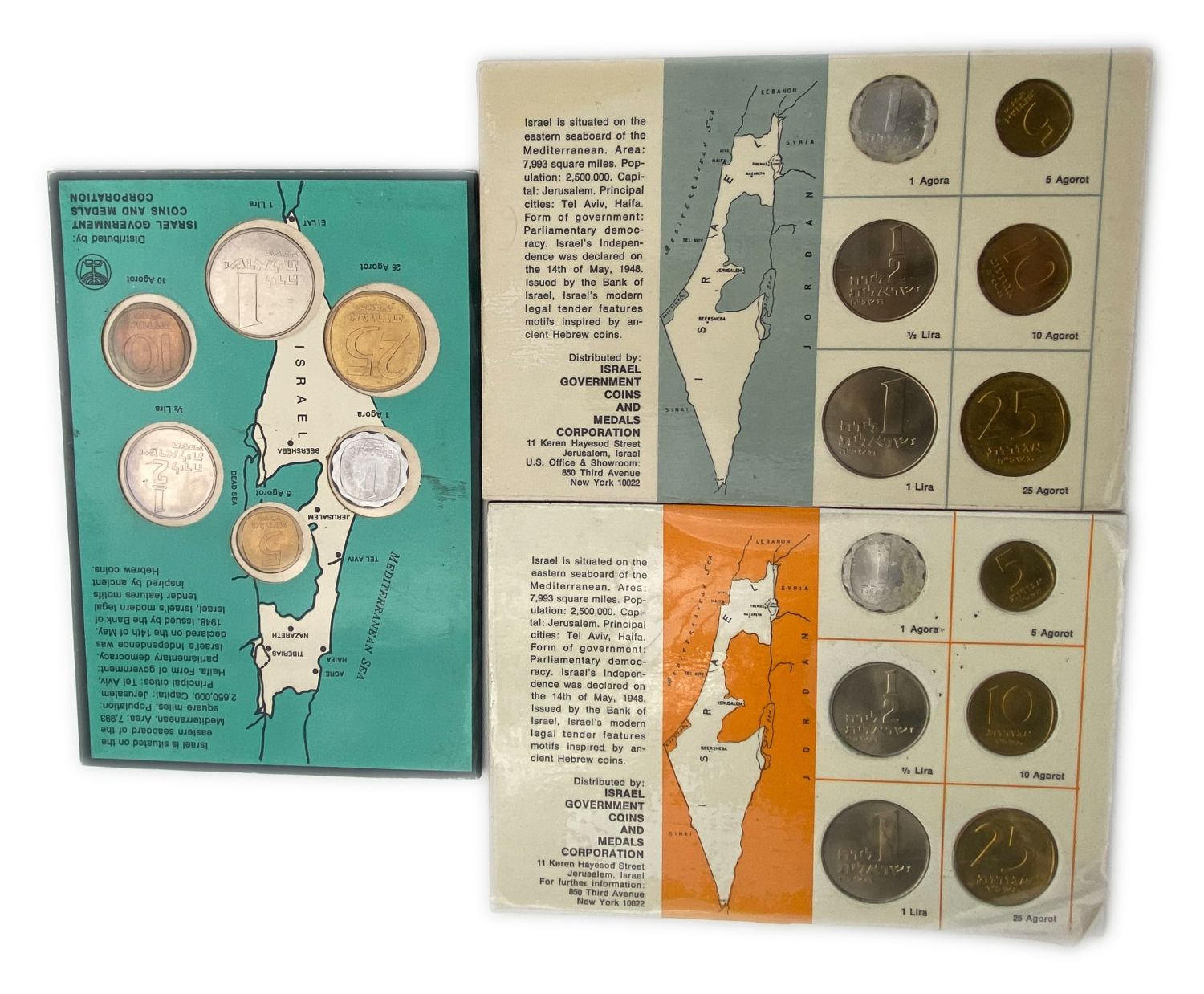 Israel - Lot of 13 Coin Sets of the Government Coin and Medal Company - Lira Period - 1965, 1966, 1968, 1969, 1970 ... - 1 3
