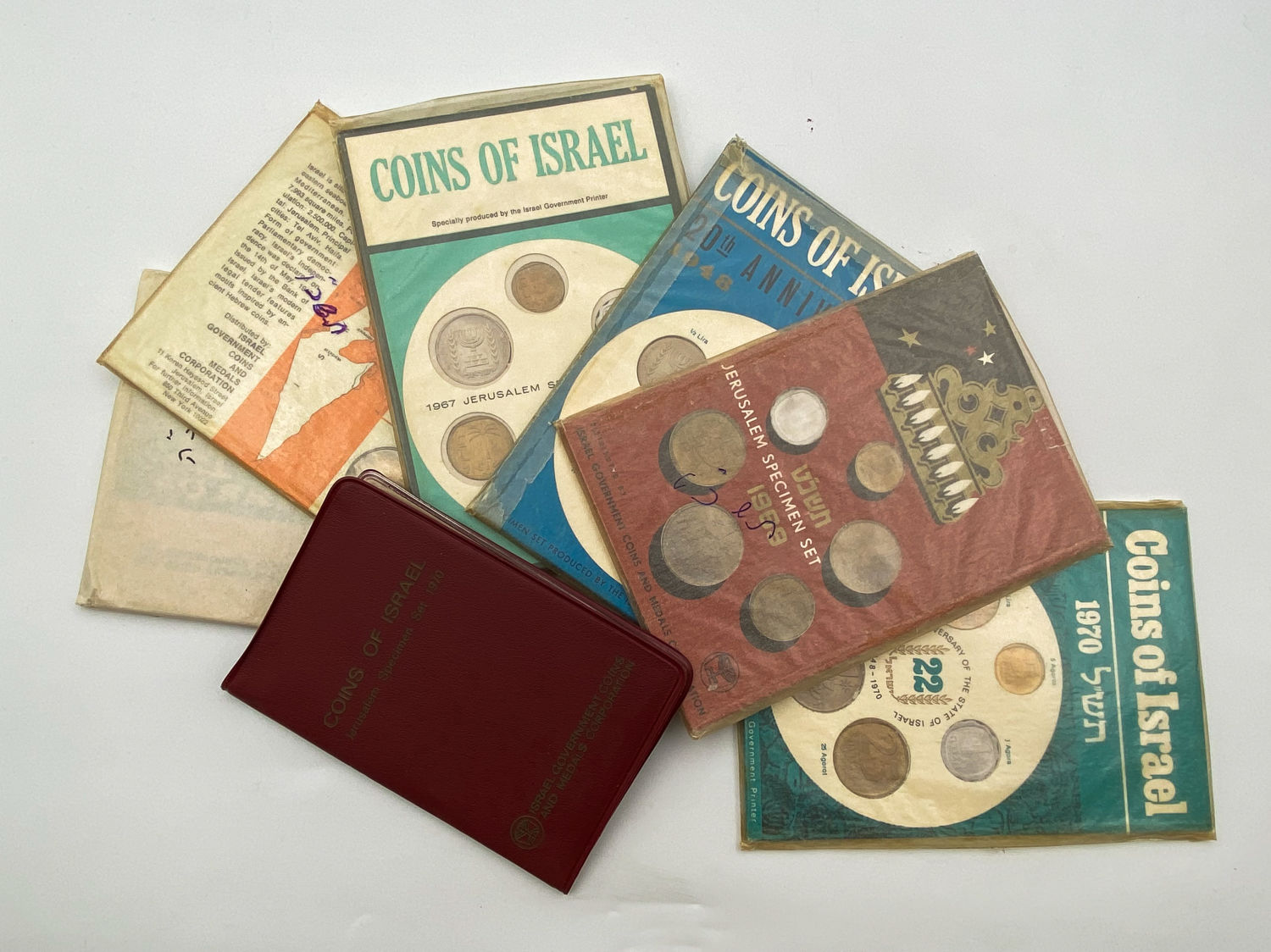 Israel - Lot of 7 Coin Sets of the Government Coin and Medal Company, Lira Series - 1965, 1966, 1967, 1968, 1969 ... - 1 0