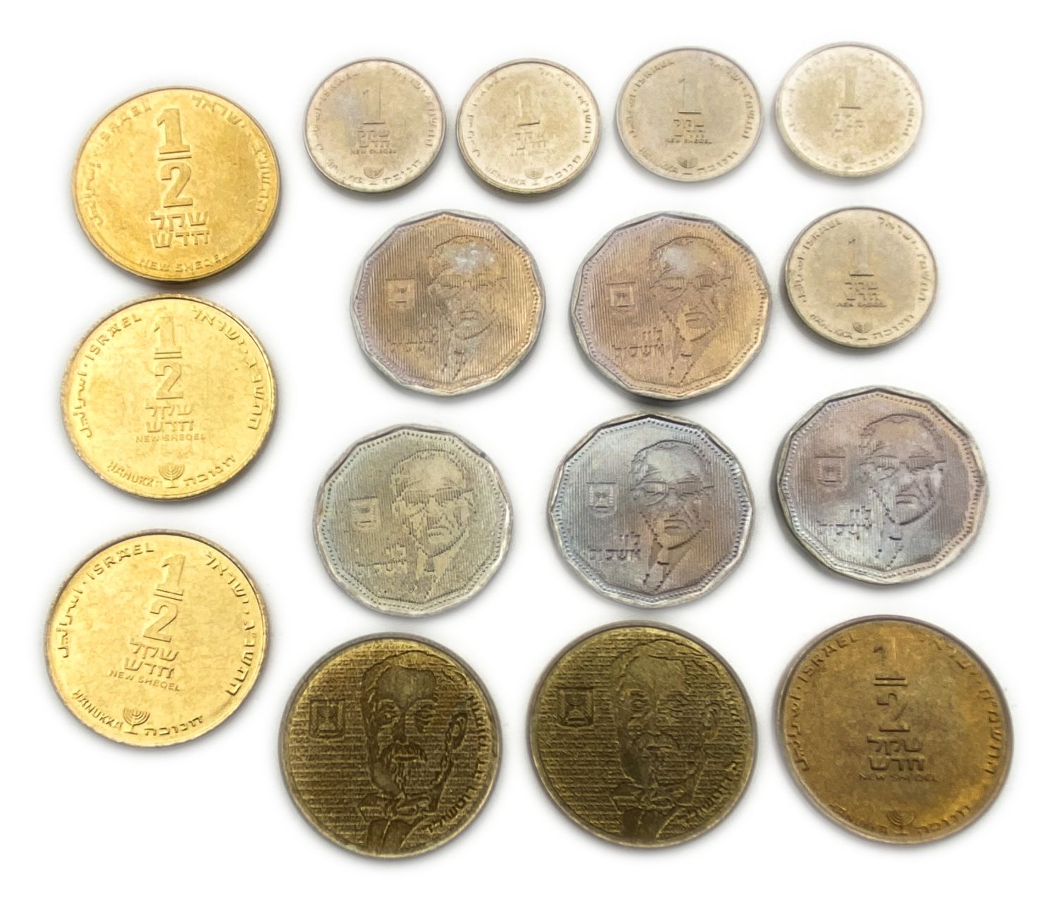 Israel - Lot of coins from the new shekel period, figures and Hanukkah - years and different conditions - 1 1