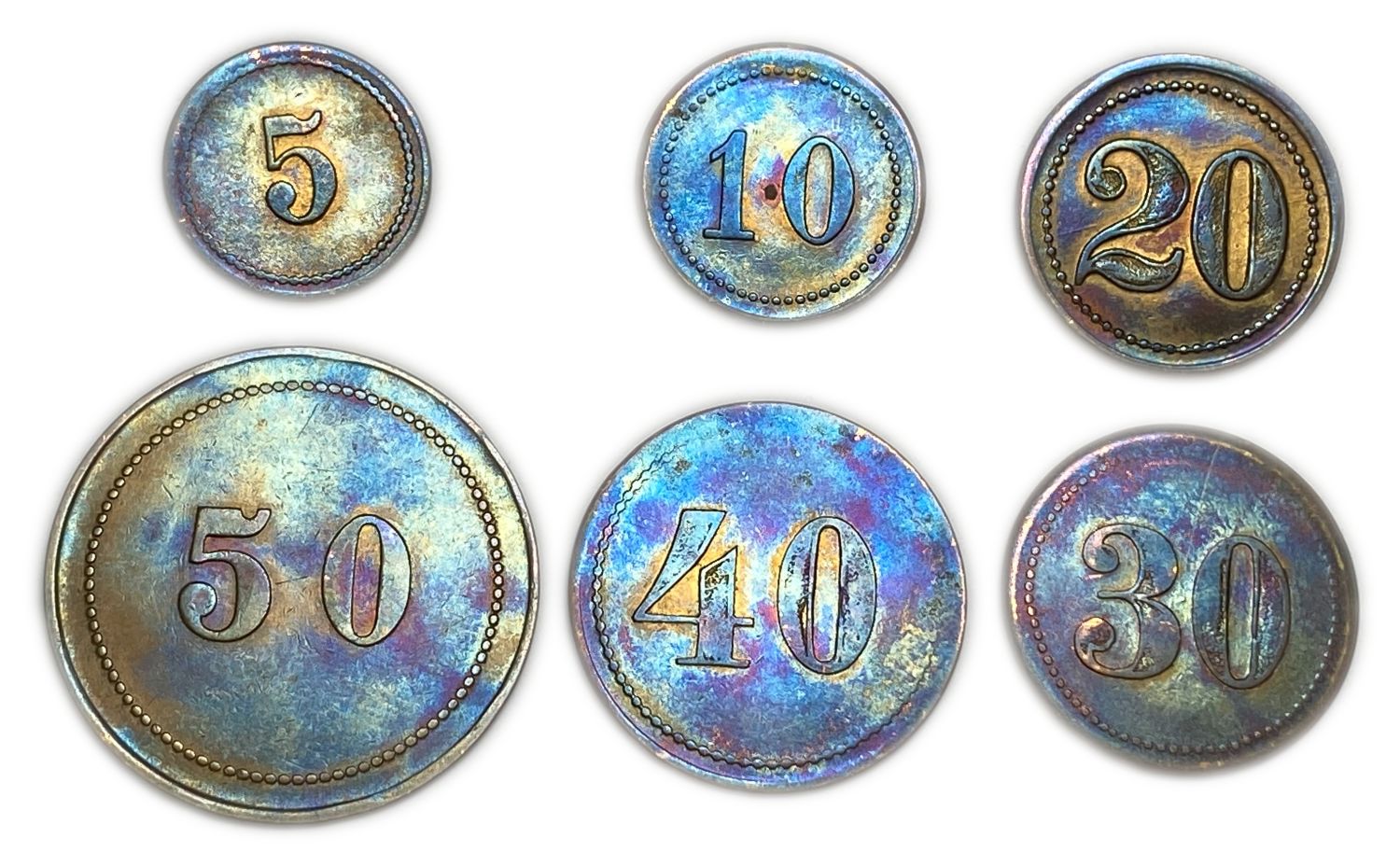 Palestine - Cafe werner tokens - A complete bronze set containing all the values, 5, 10, 20, 30, 40 and 50 Mill ... - 1 0