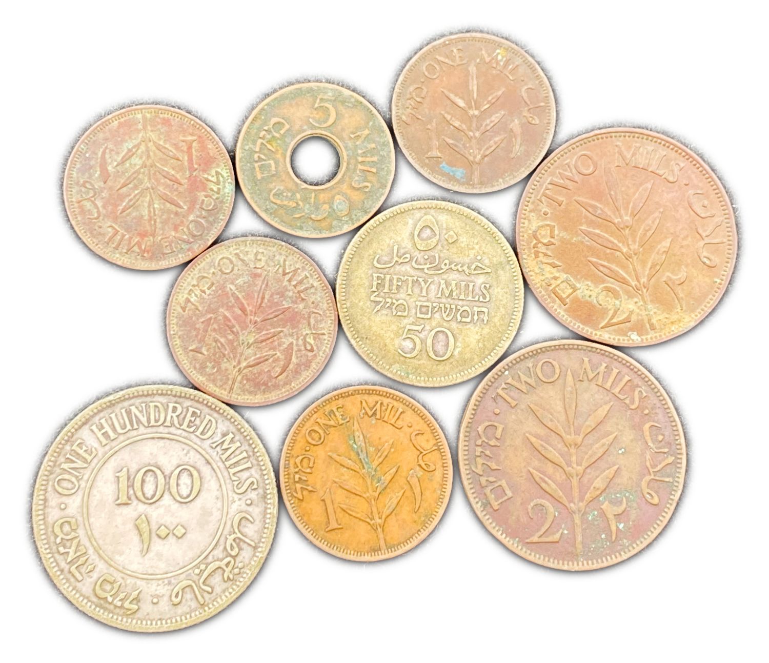 Palestine - 1, 2, 5, 50, 100 Mils - Diffrent years and conditions - Coins lot number 1 - 1 1