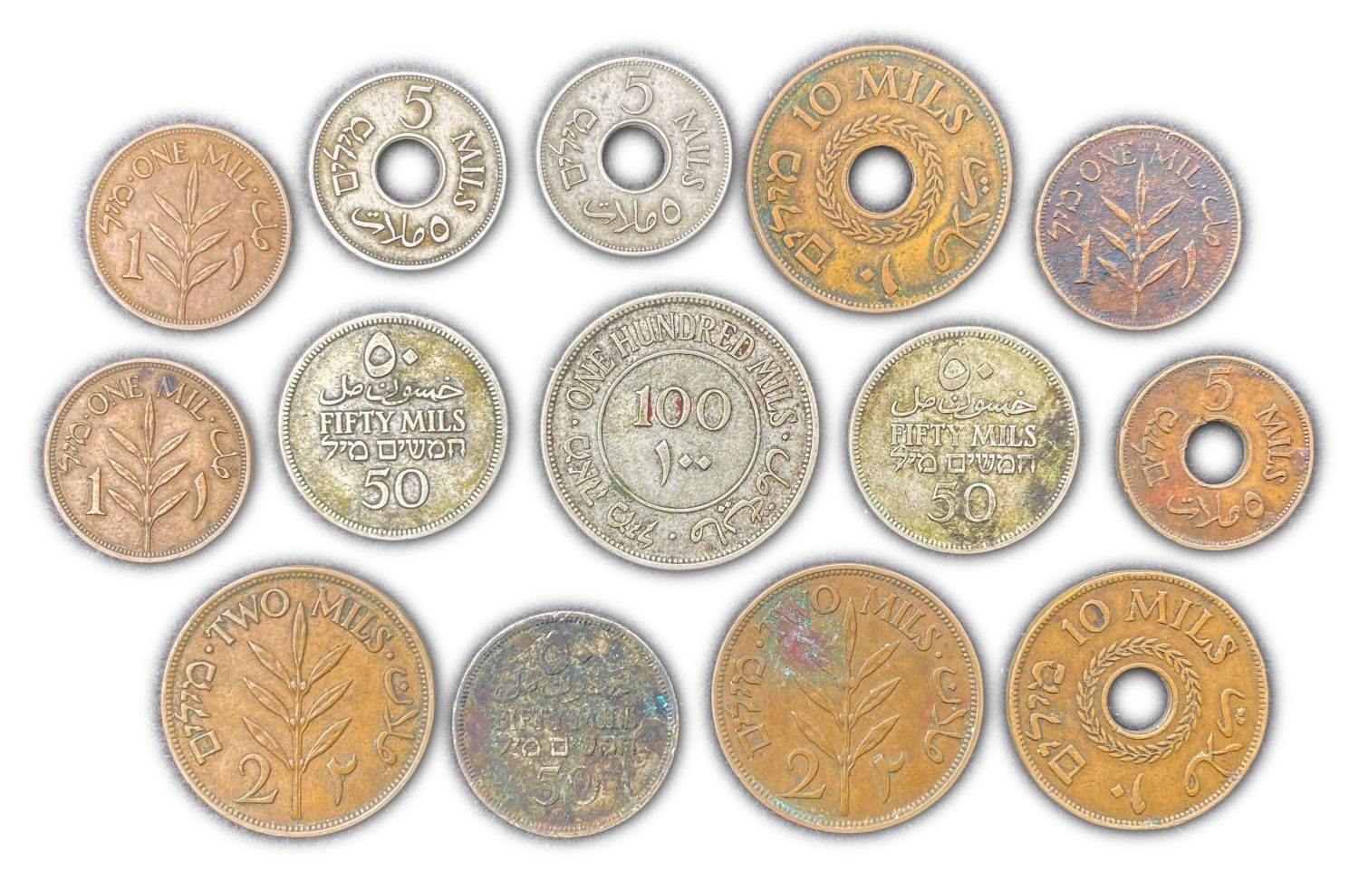 Palestine - 1, 2, 5, 10, 50, 100 Mils - Diffrent years and conditions - Coins lot number 2 - 1 1