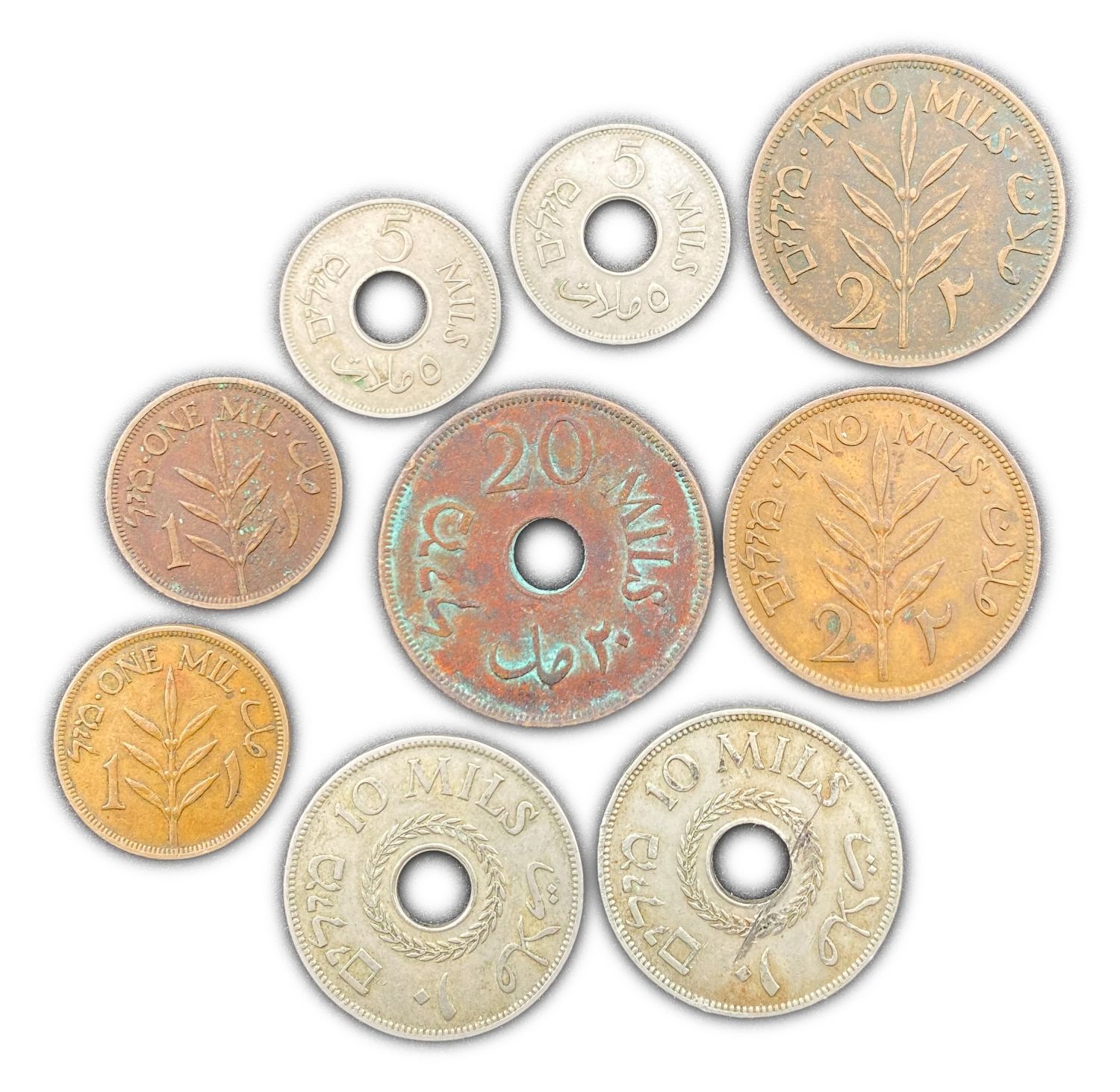 Palestine - 1, 2, 5, 10, 20 Mils - Diffrent years and conditions - Coins lot number 3 - 1 1