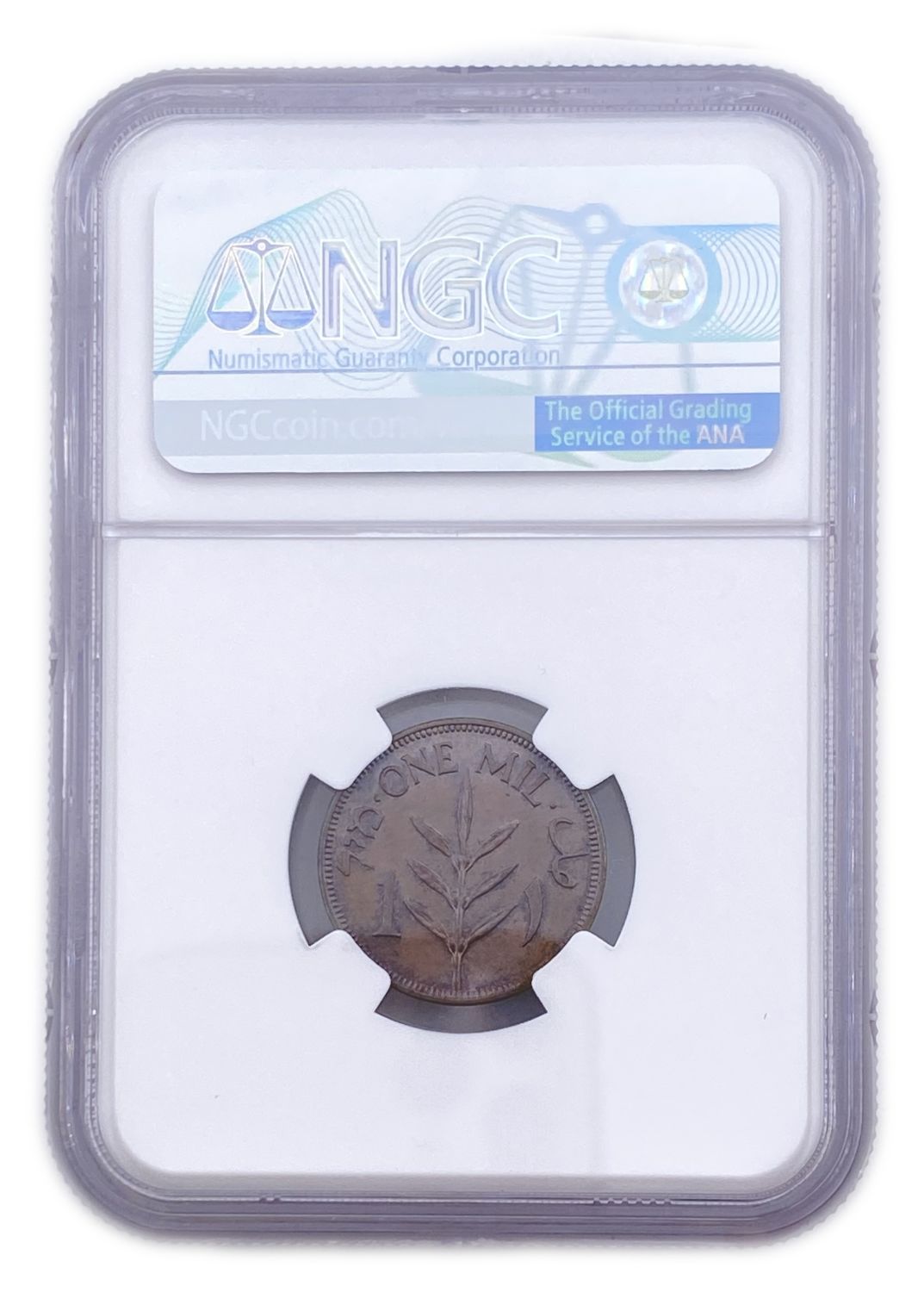 Palestine - 1 Mil 1937 - NGC 64 BN - UNC
Beautiful coin with blue-purple patina
Mil ... - 1 3