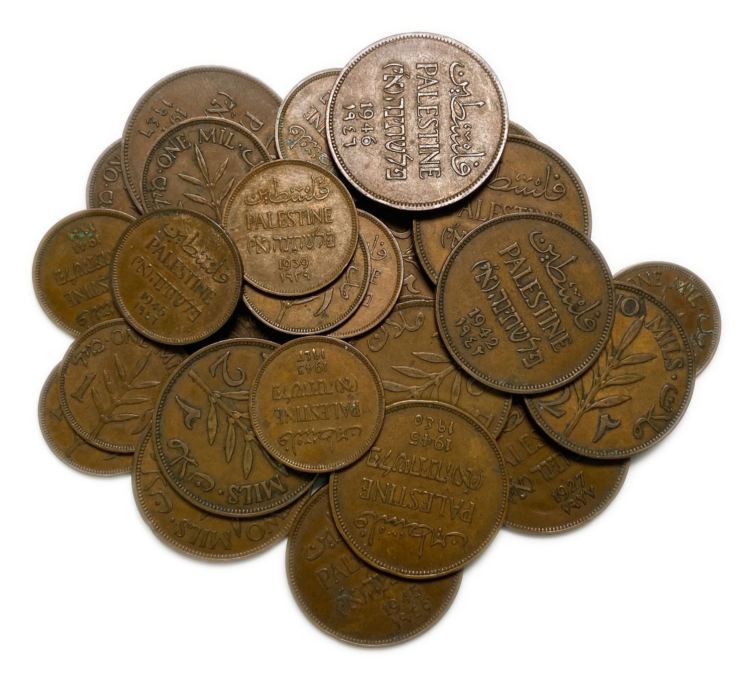 Palestine - Lot of 32 coins - 1, 2 Mils - Diffrent Years - F-VF
MIL, was the Hebrew name of the ... - 1 1