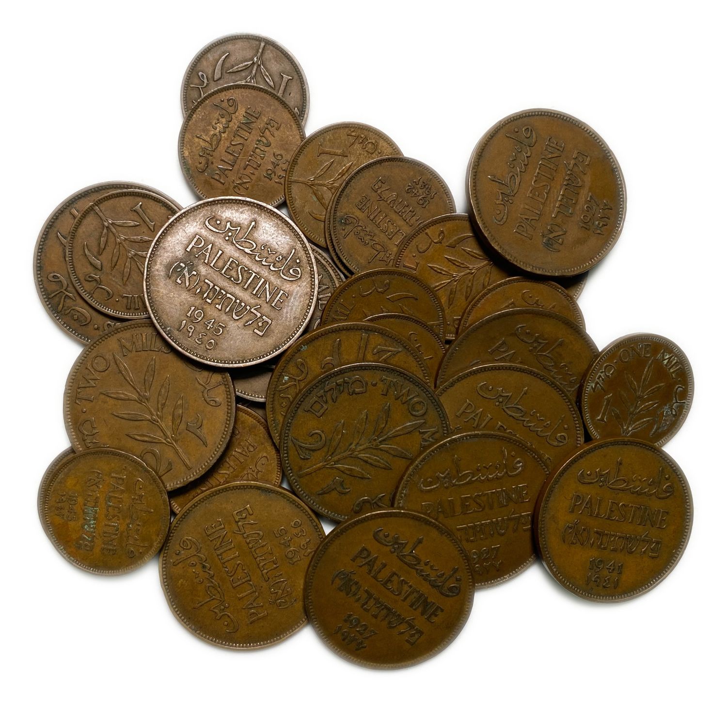 Palestine - Lot of 32 coins - 1, 2 Mils - Diffrent Years - F-VF
MIL, was the Hebrew name of the ... - 1 0