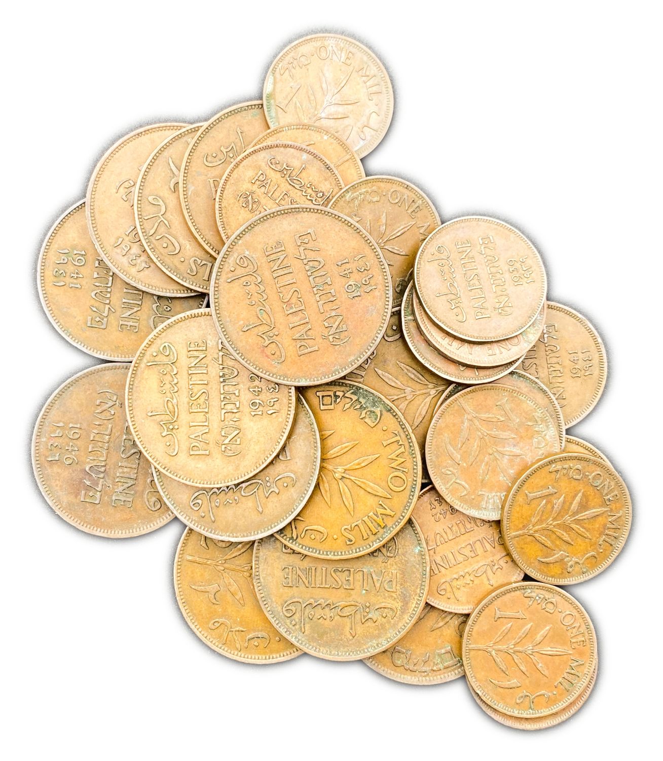 Palestine - Lot of 30 coins, 15 of 1 Mil and 15 of 2 Mils - Diffrent Years - F-VF
MIL, was the ... - 1 0